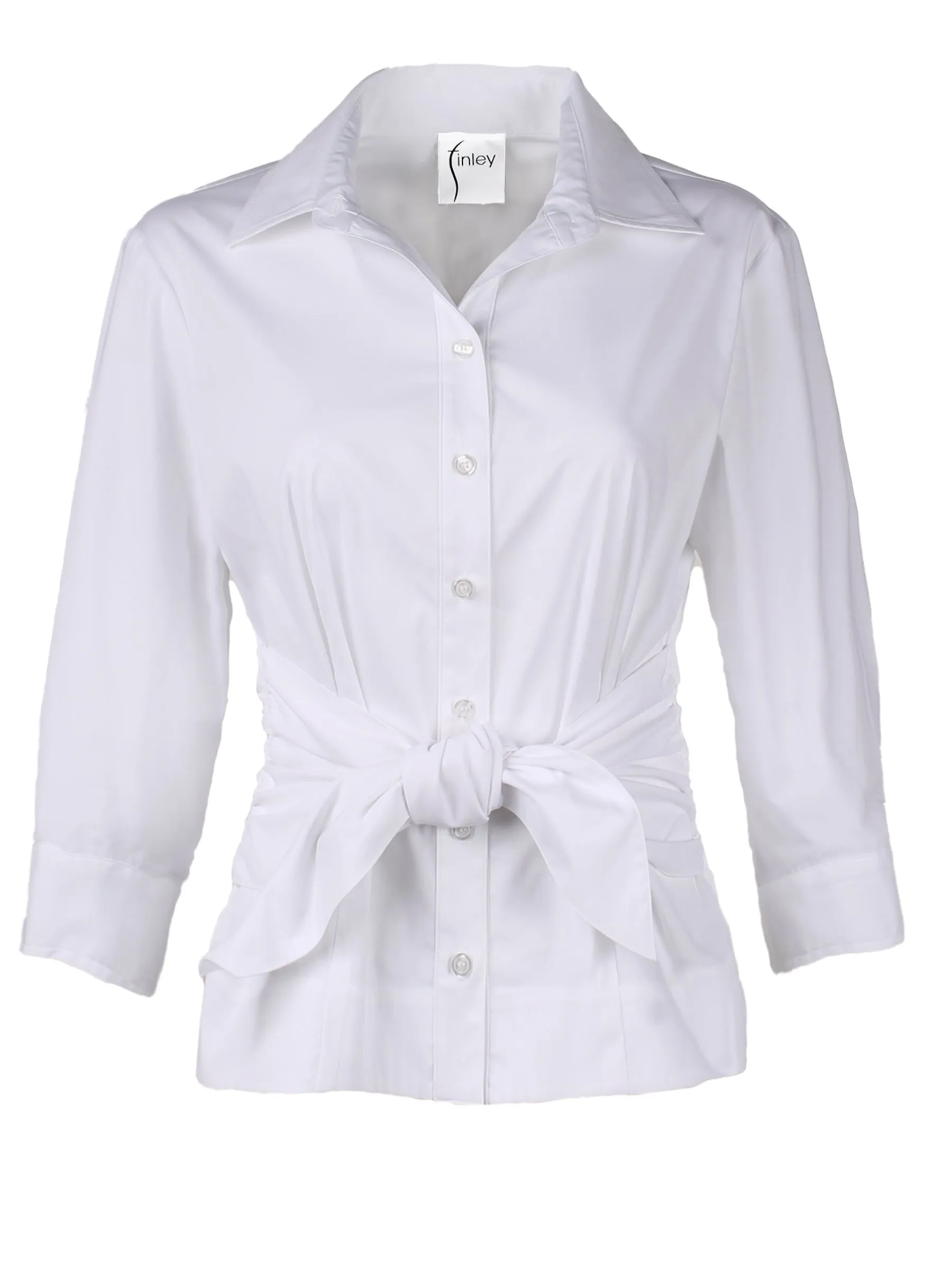 Ellis Tie Front Silky Poplin Shirt