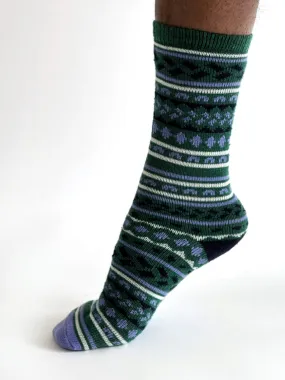 Erskine Fair isle Wool Socks - Dark Green