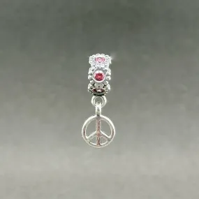 Estate Pandora SS Pink CZ Peace Dangle Bead Charm