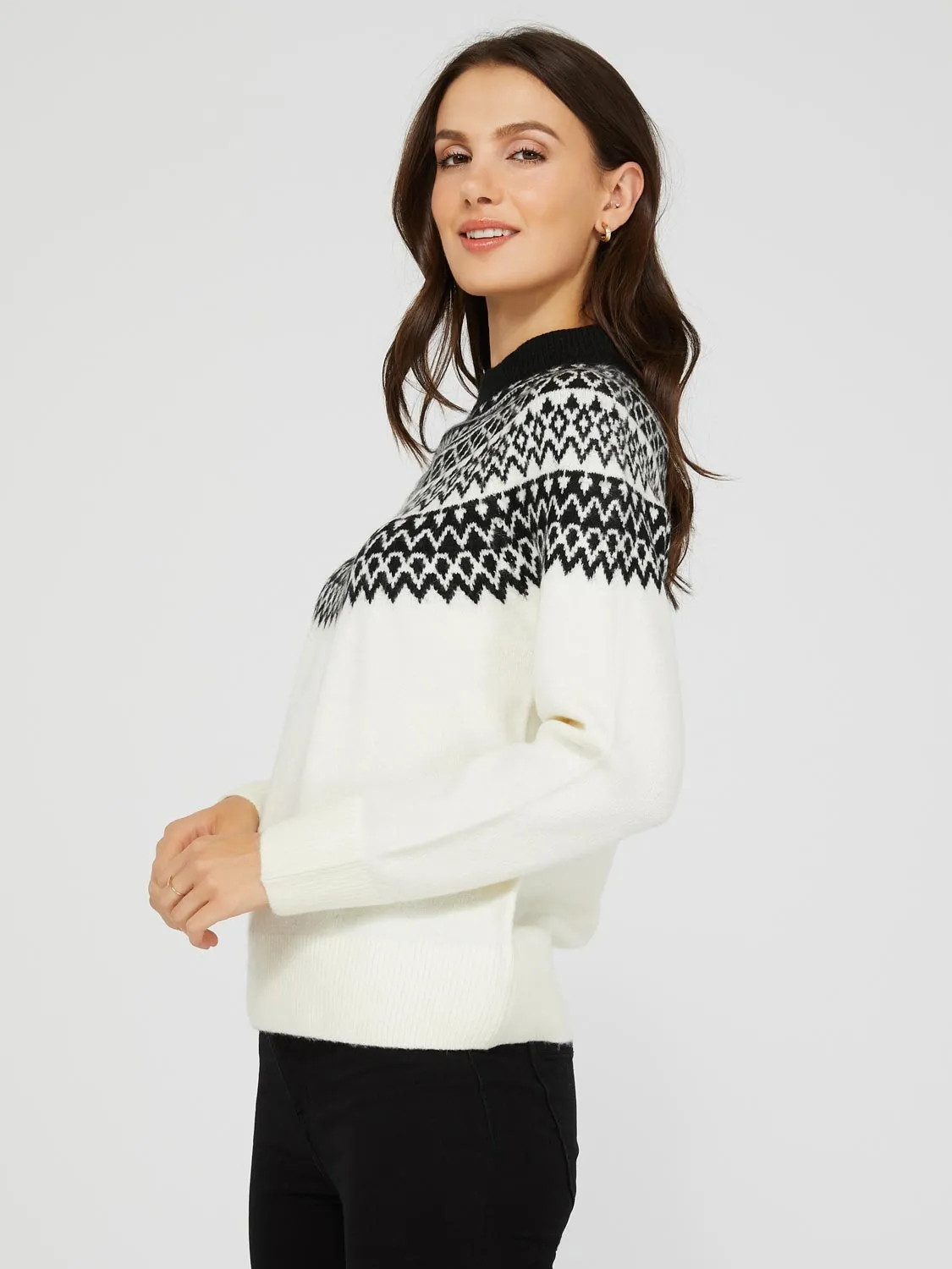 Fair Isle Pattern Long Sleeve Sweater