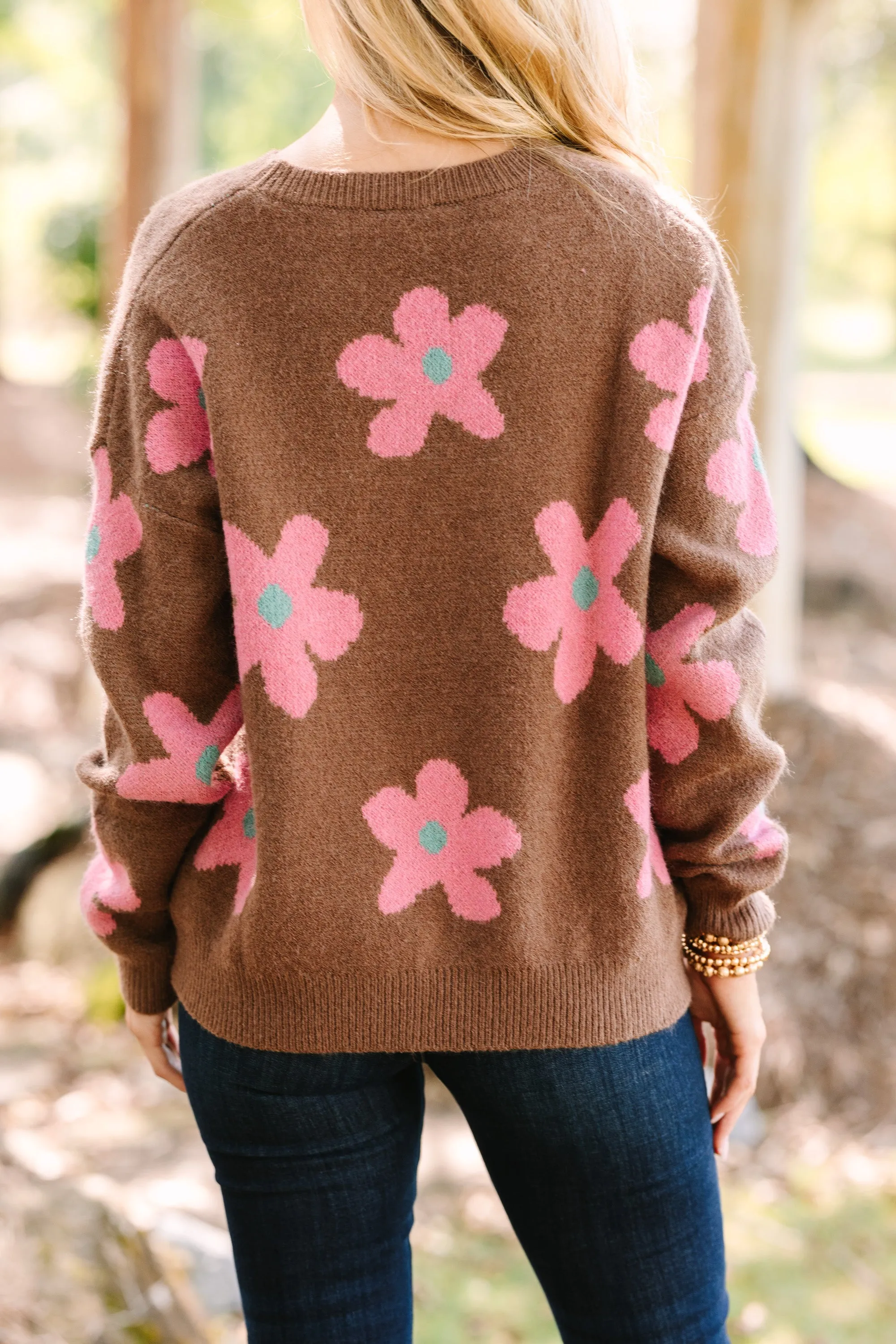 Feeling Myself Brown Floral Sweater