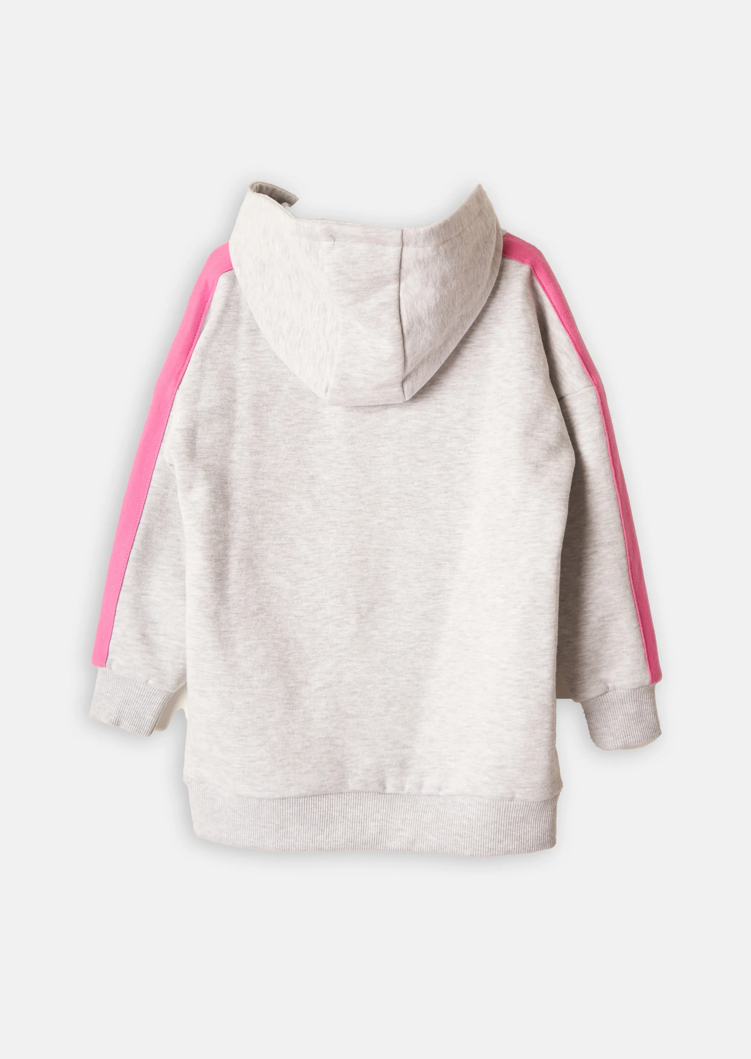 Girls Grey Colour Blocked Panel Hoodie