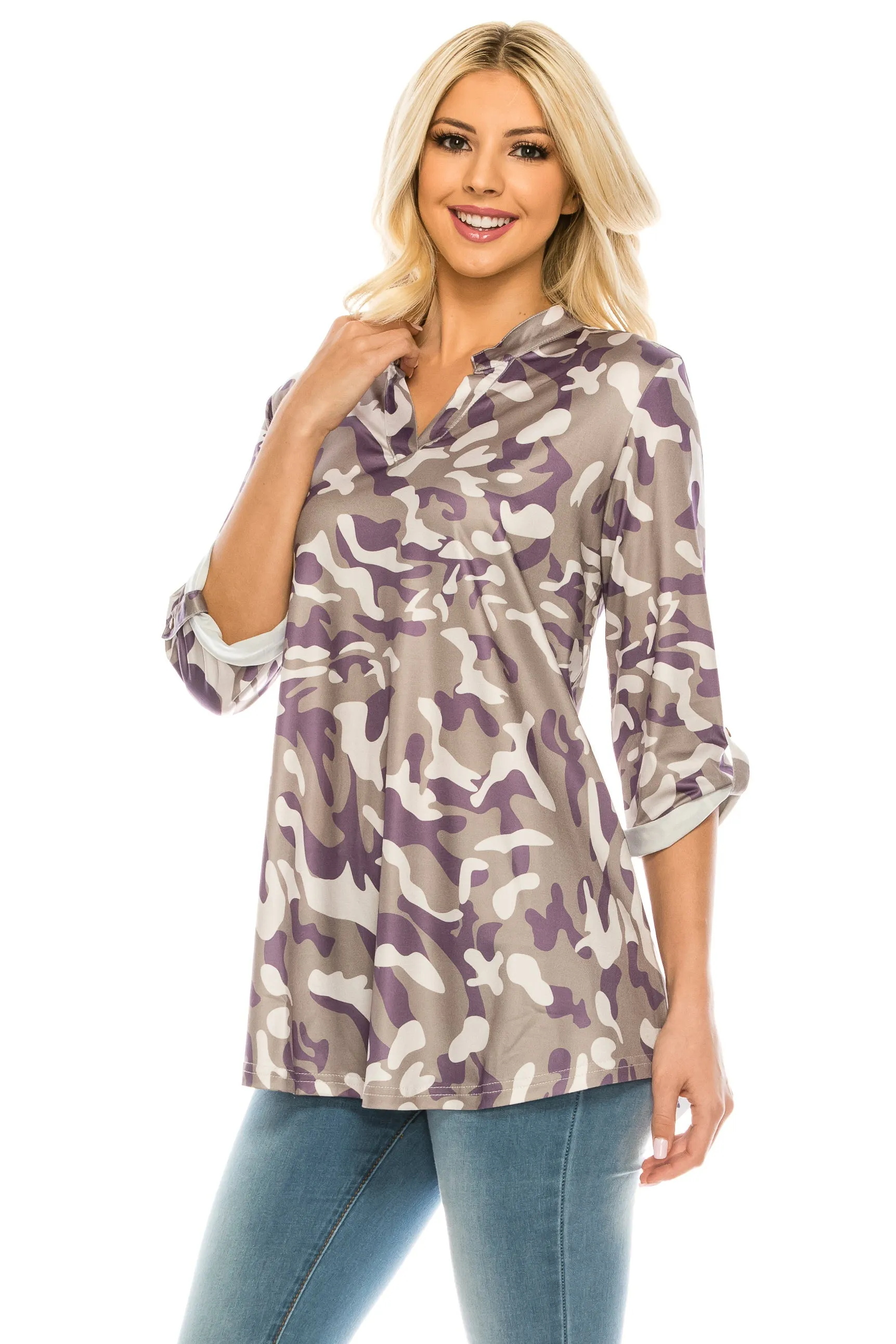 Haute Edition Women's 3/4 Sleeve Tunic Tops S-3X. Plus size available.