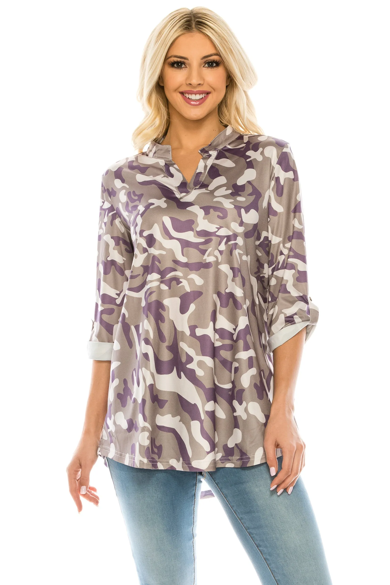 Haute Edition Women's 3/4 Sleeve Tunic Tops S-3X. Plus size available.