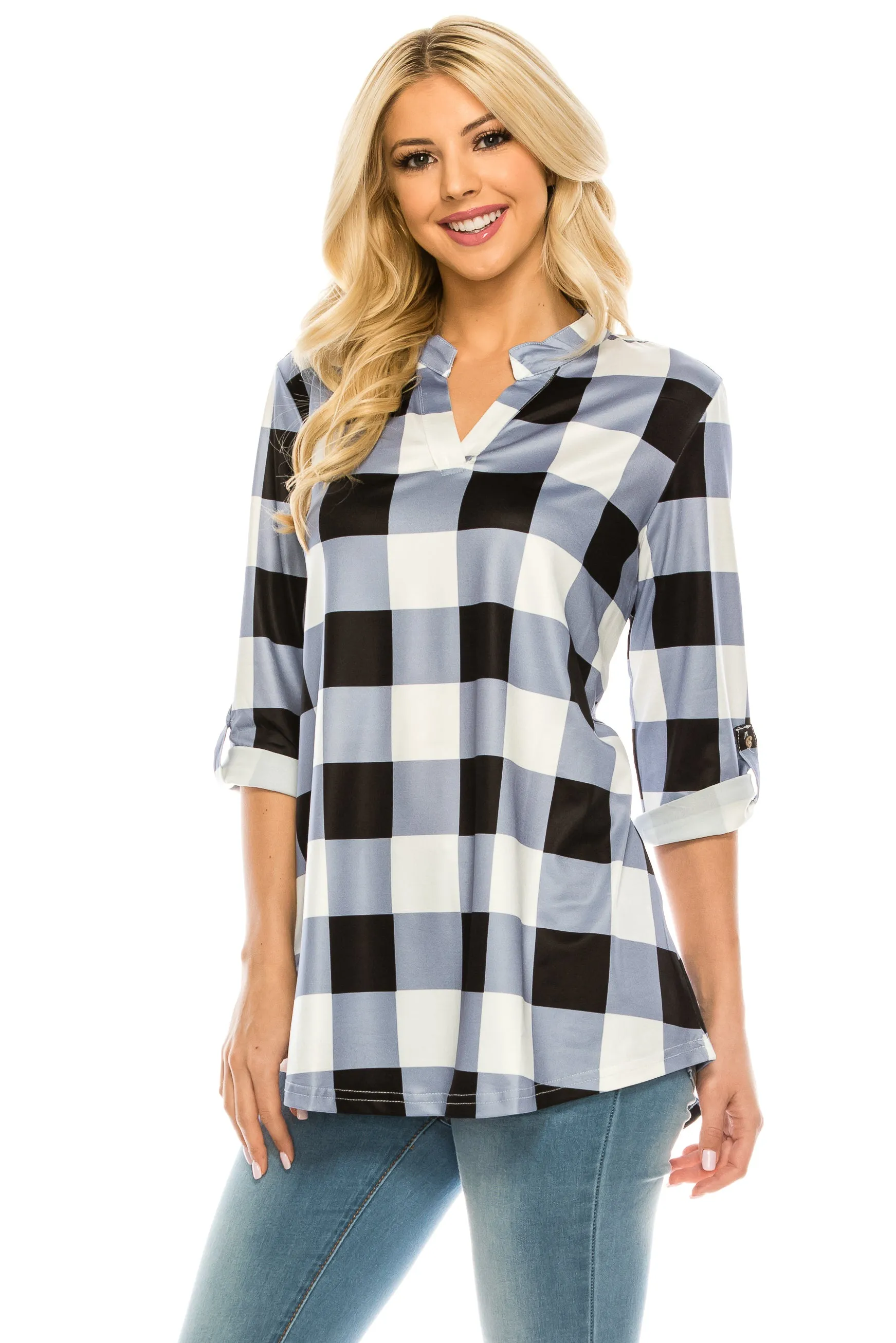 Haute Edition Women's 3/4 Sleeve Tunic Tops S-3X. Plus size available.