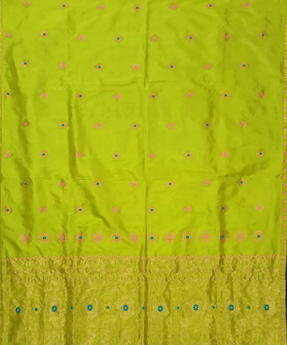 Lemmon yellow golden silk handloom assam mekhela chador