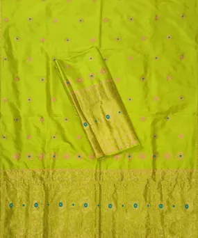 Lemmon yellow golden silk handloom assam mekhela chador