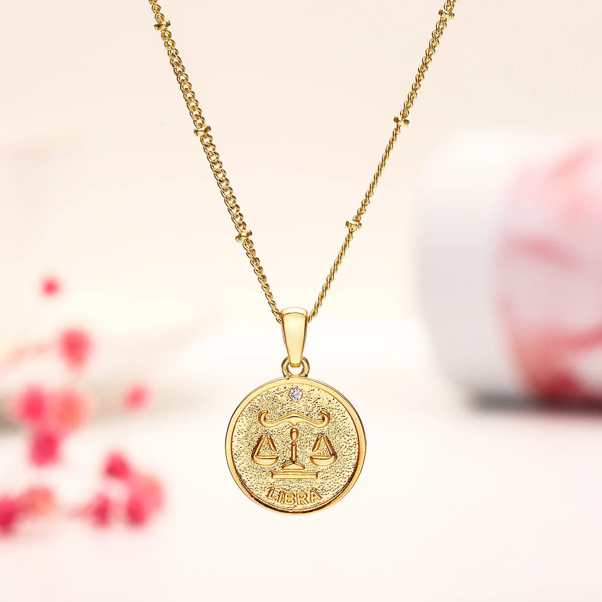 Libra Constellation Coin Pendant Necklace