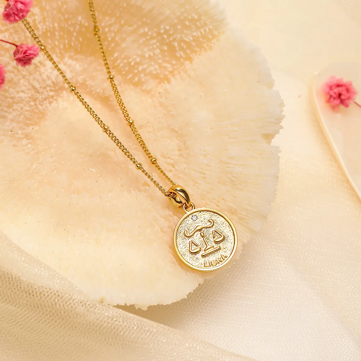 Libra Constellation Coin Pendant Necklace