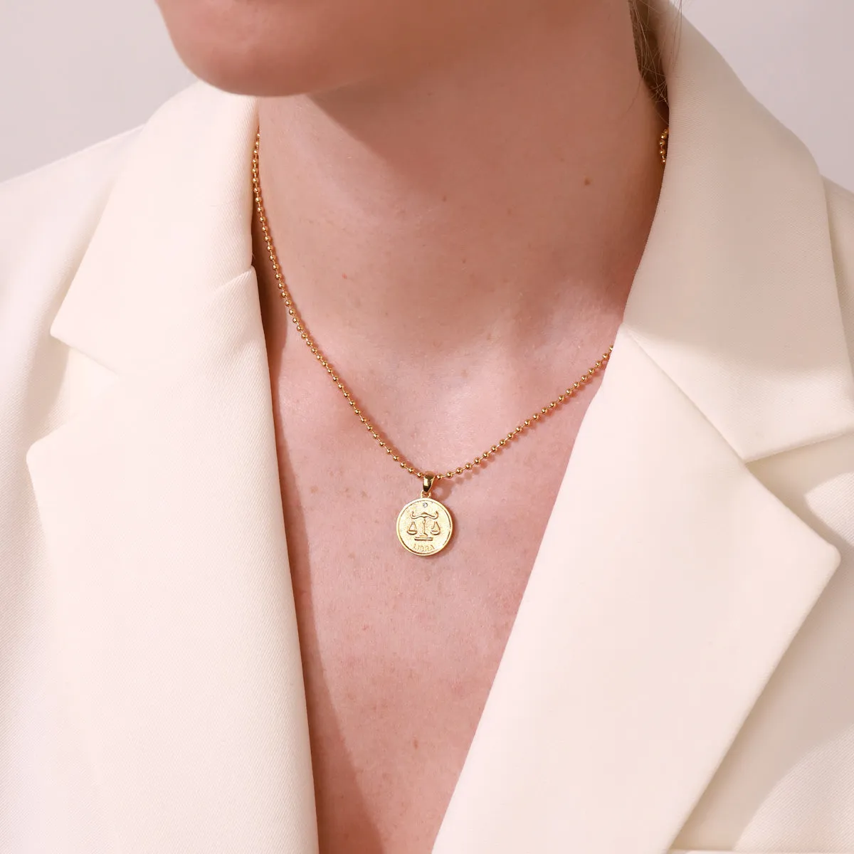 Libra Constellation Coin Pendant Necklace