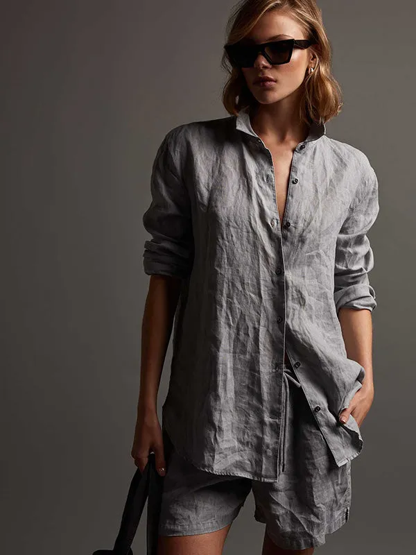 Lightweight Linen Shirt in Breeze Pigment