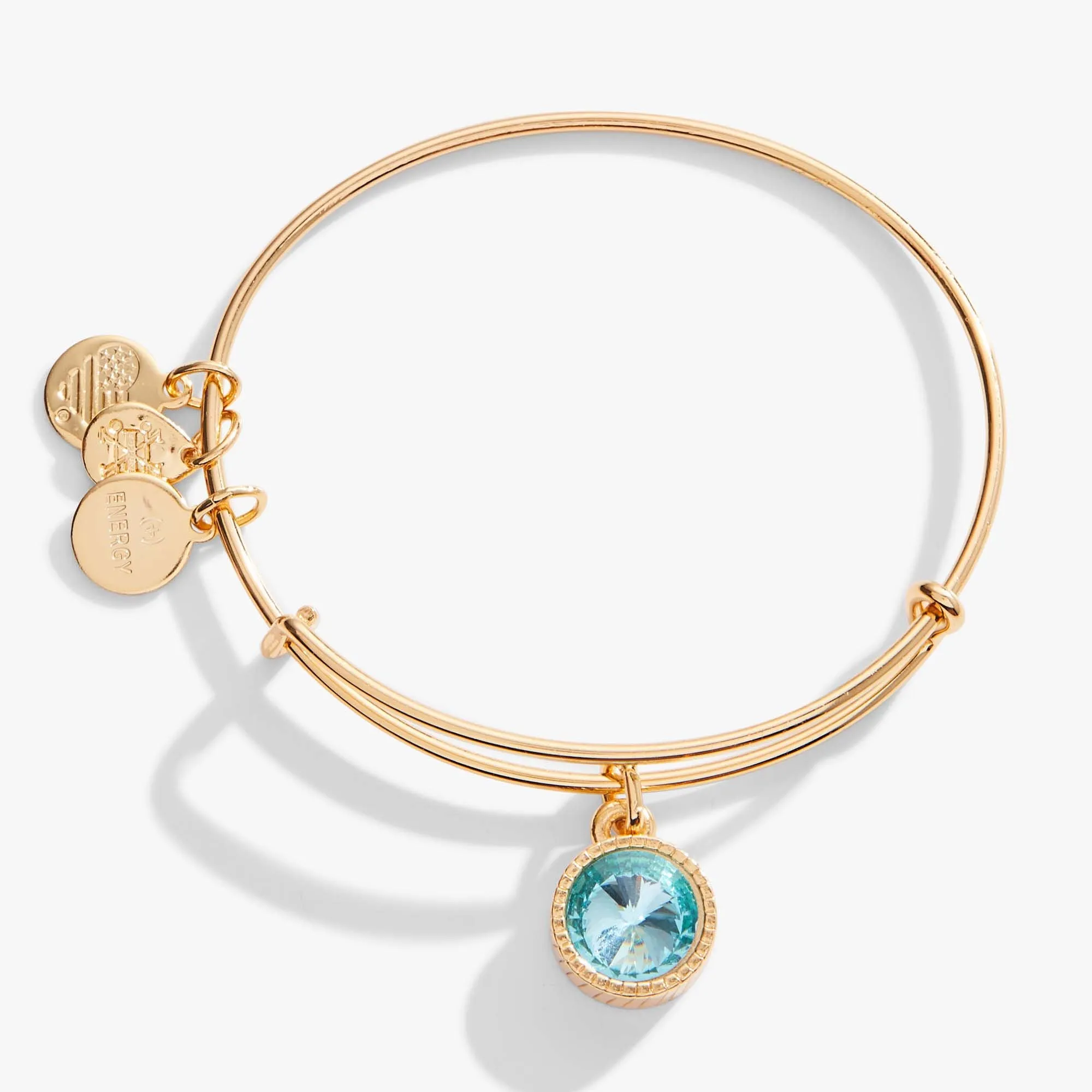 March Birthstone Charm Bangle, Aquamarine