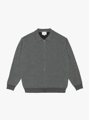 Melange Knit Polo Cardigan Grey