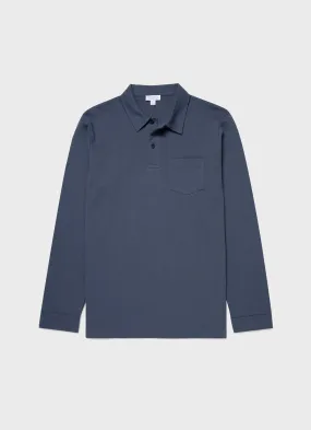 Men's Long Sleeve Riviera Polo Shirt in Slate Blue