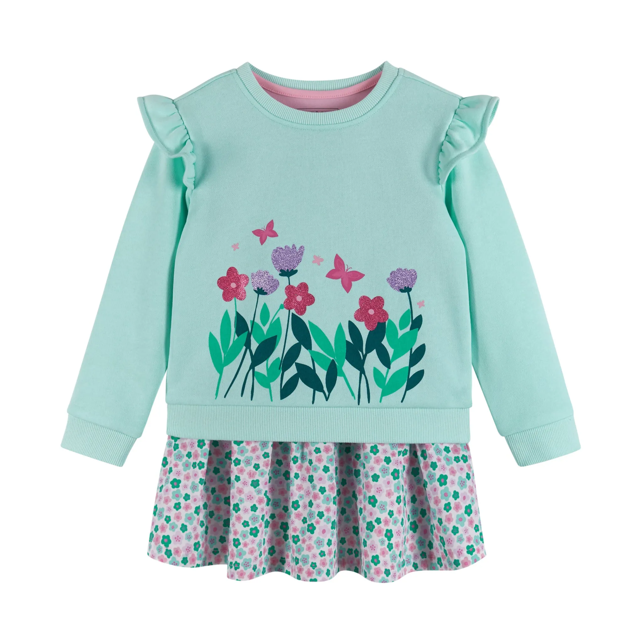 Mint Sweater & Jersey Dress Set | Floral Fun