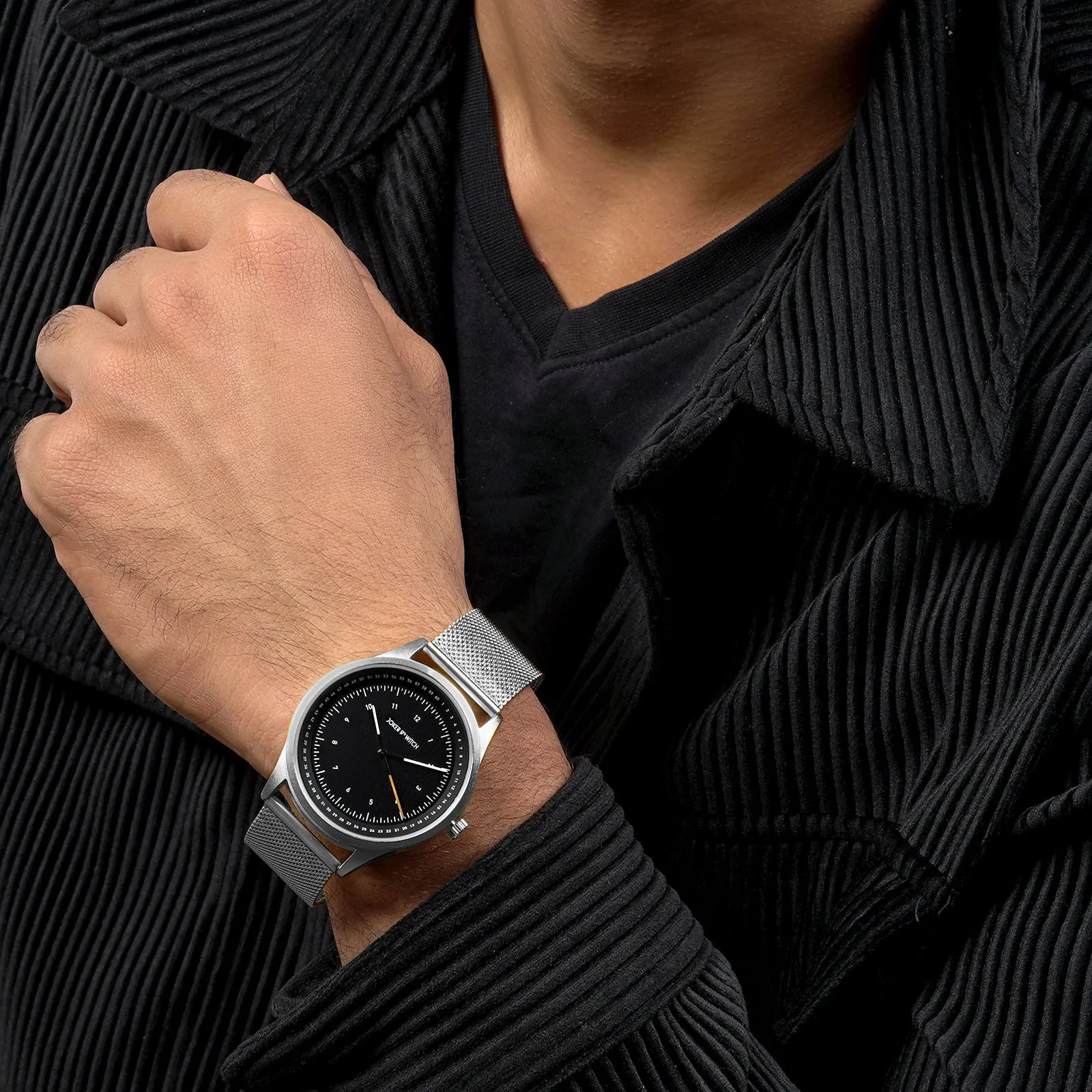 Montego Black Dial Silver Mesh Strap Watch