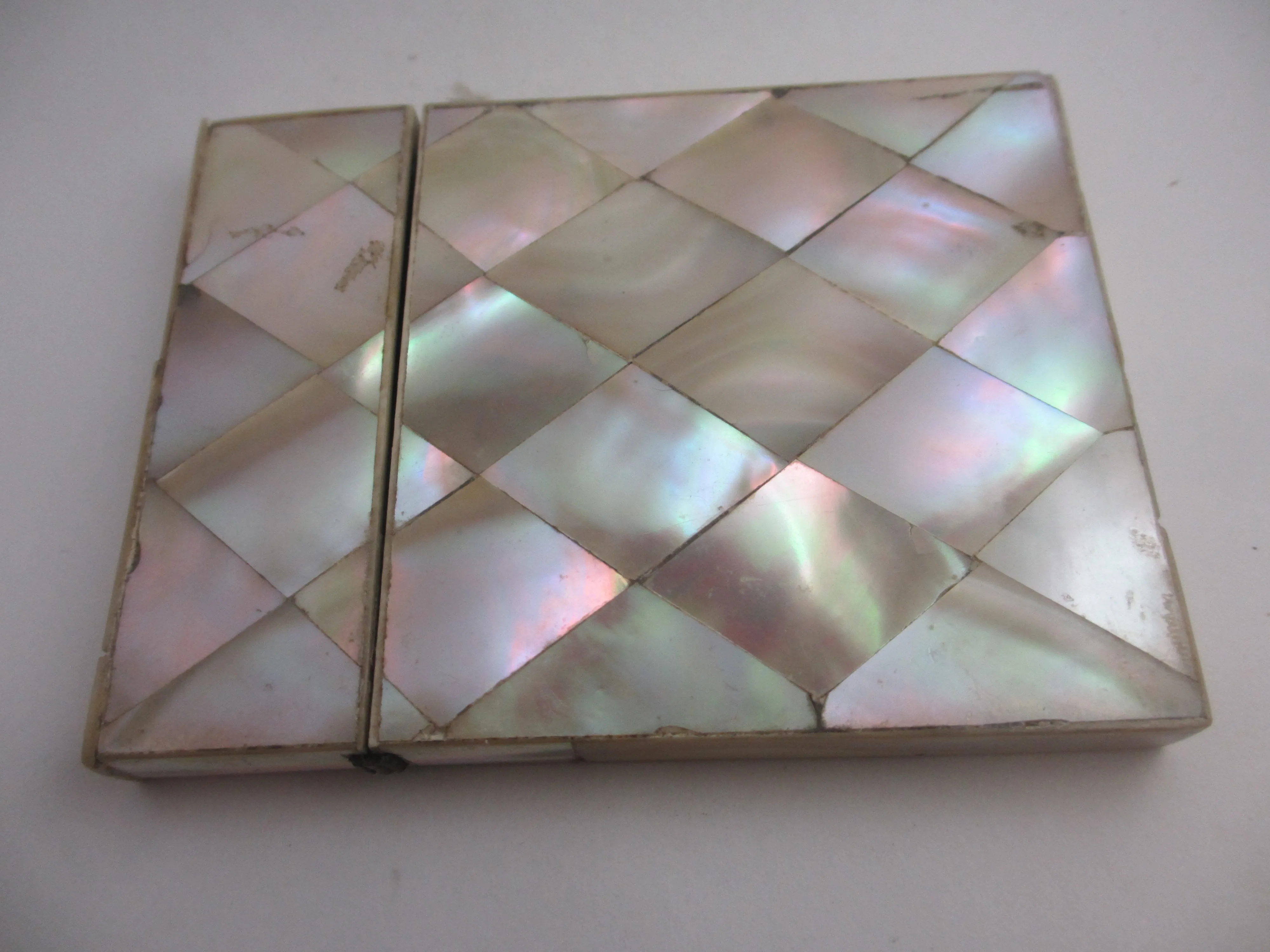 Mother of Pearl Card Case Antique Victorian c1890