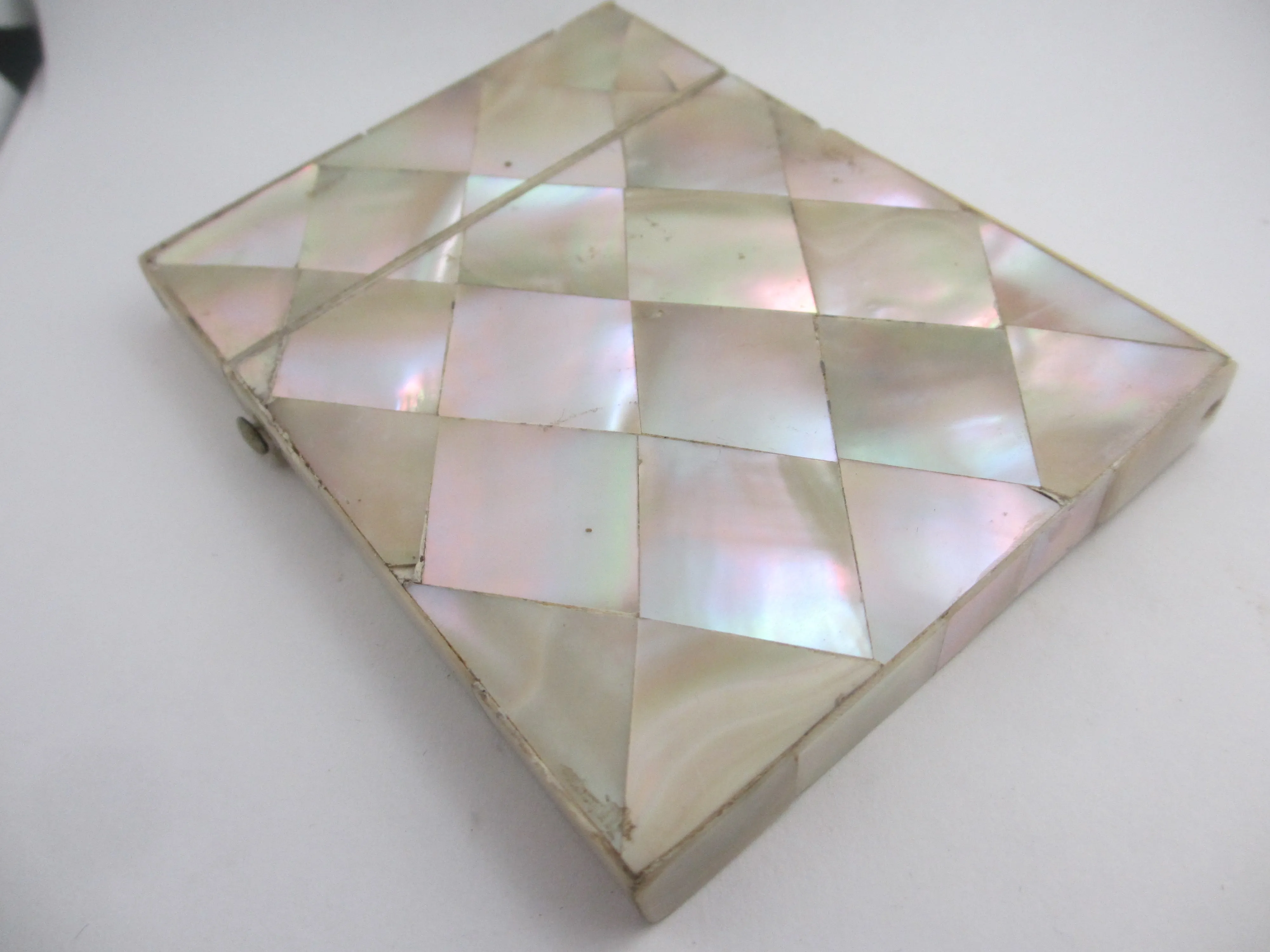 Mother of Pearl Card Case Antique Victorian c1890