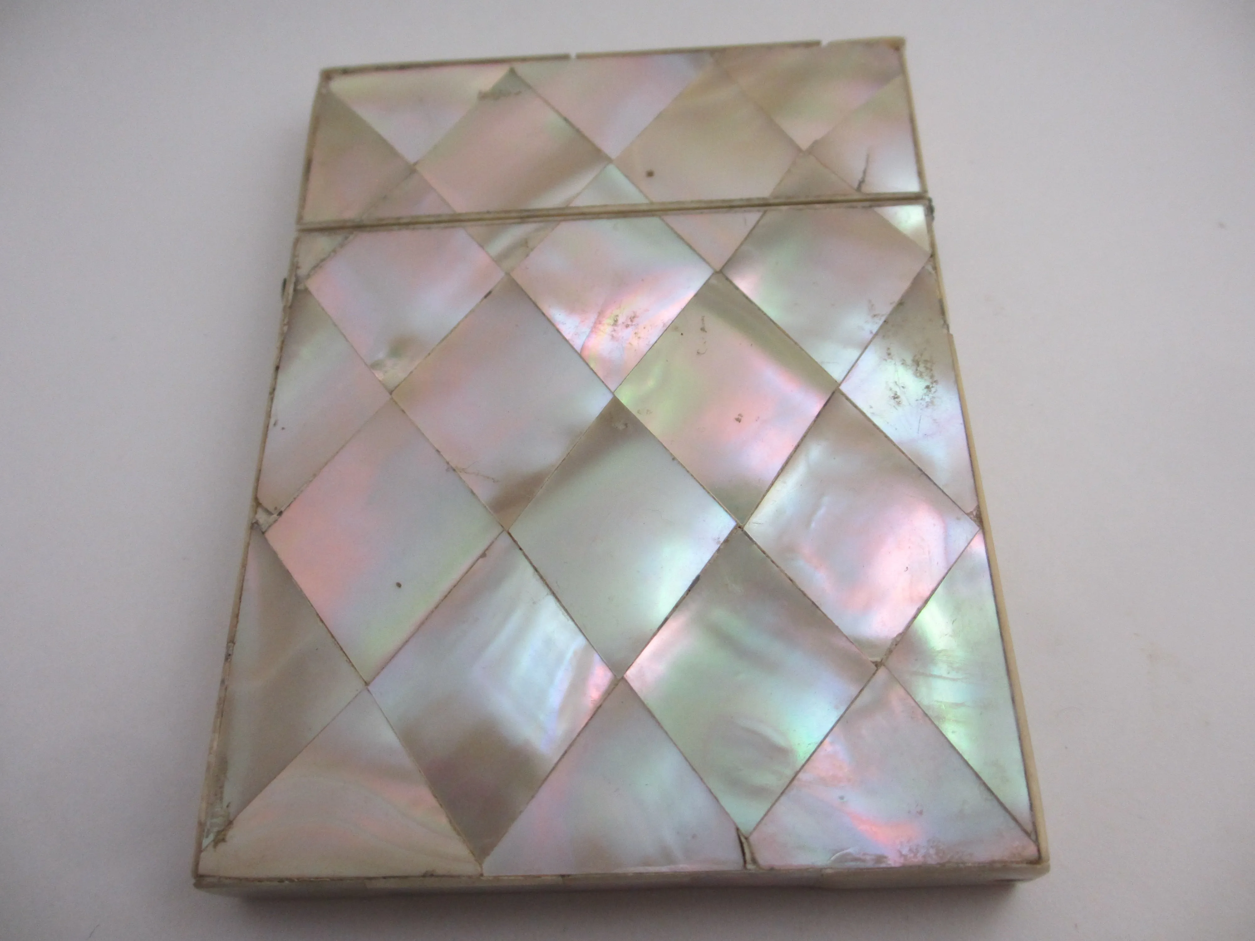 Mother of Pearl Card Case Antique Victorian c1890