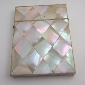 Mother of Pearl Card Case Antique Victorian c1890