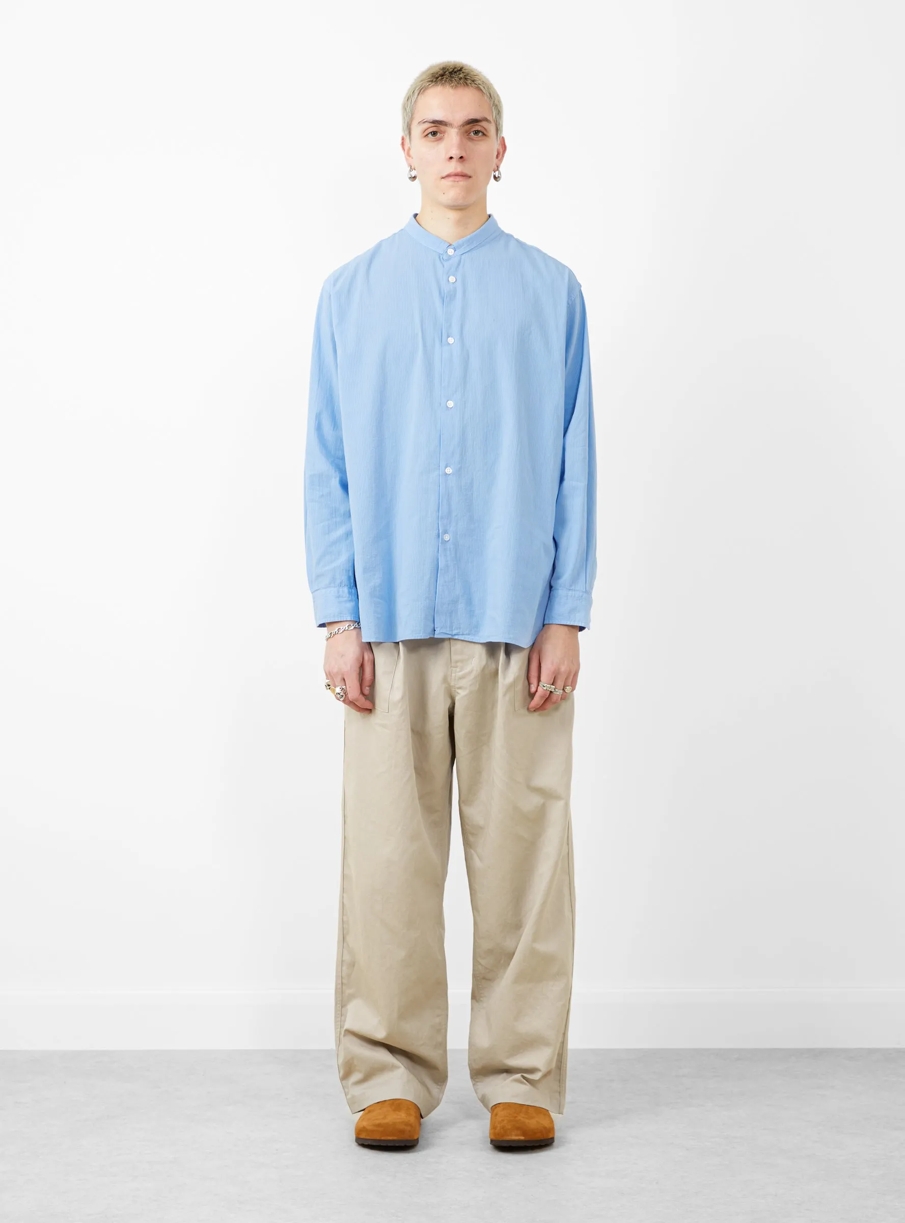 Narrow Collar Shirt Sax Blue