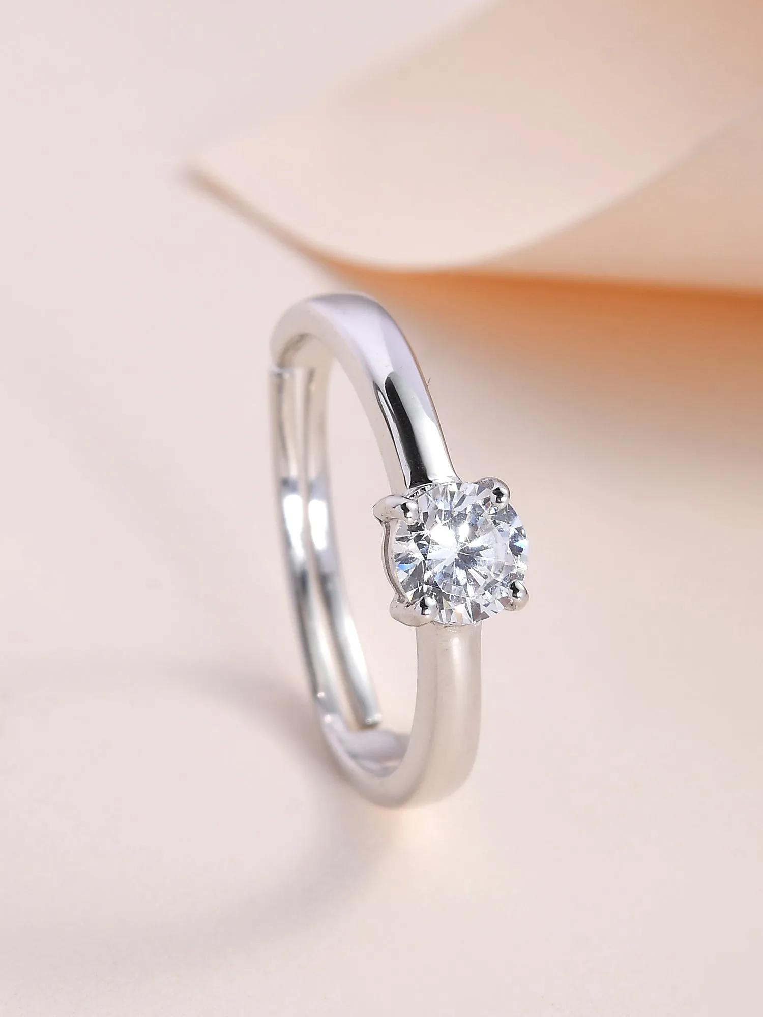 Ornate Jewels 0.8 Carat American Diamond Solitaire Adjustable Ring