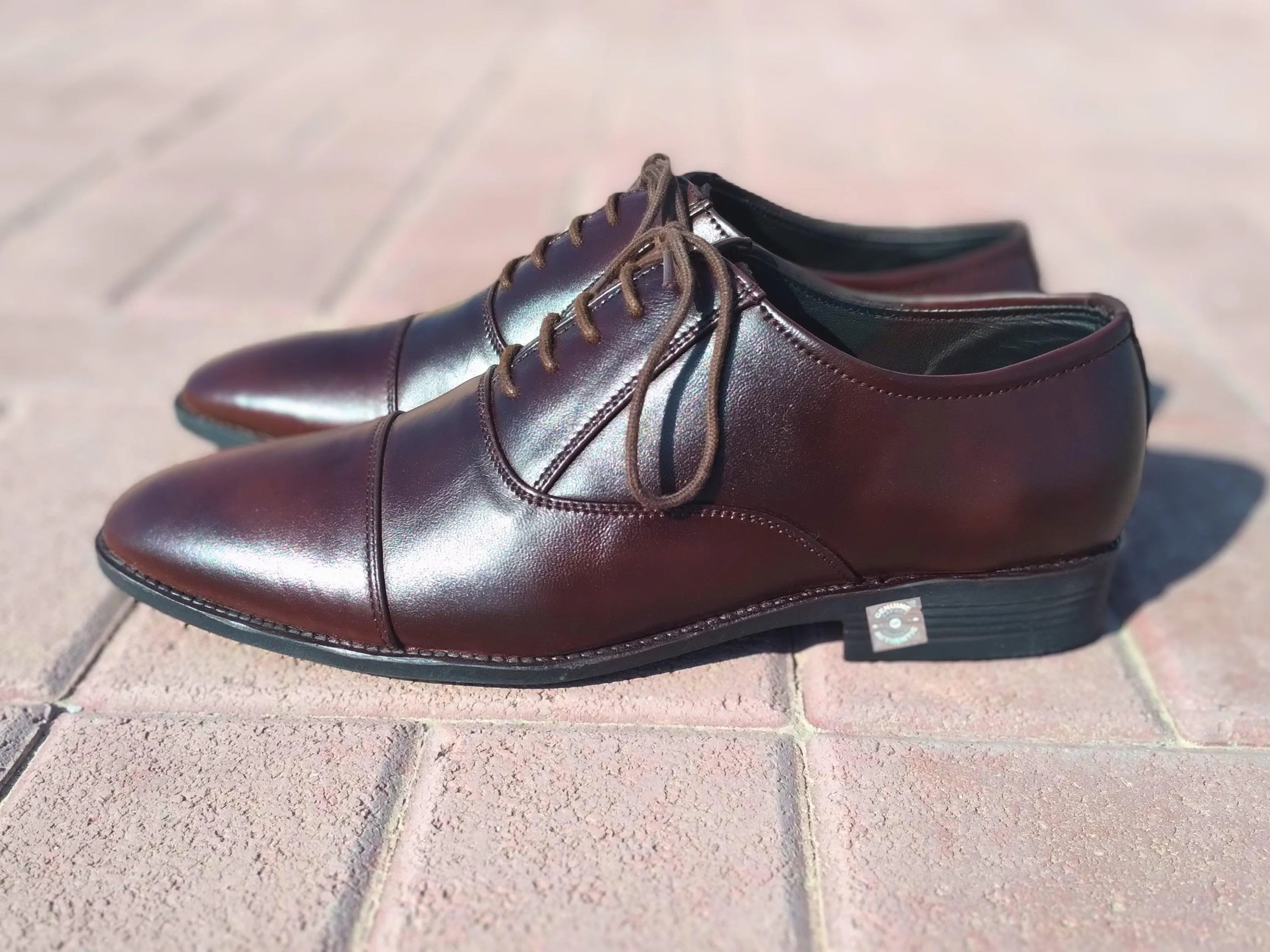 Oxford Shoes Genuine Leather Captoe Chocolate Brown