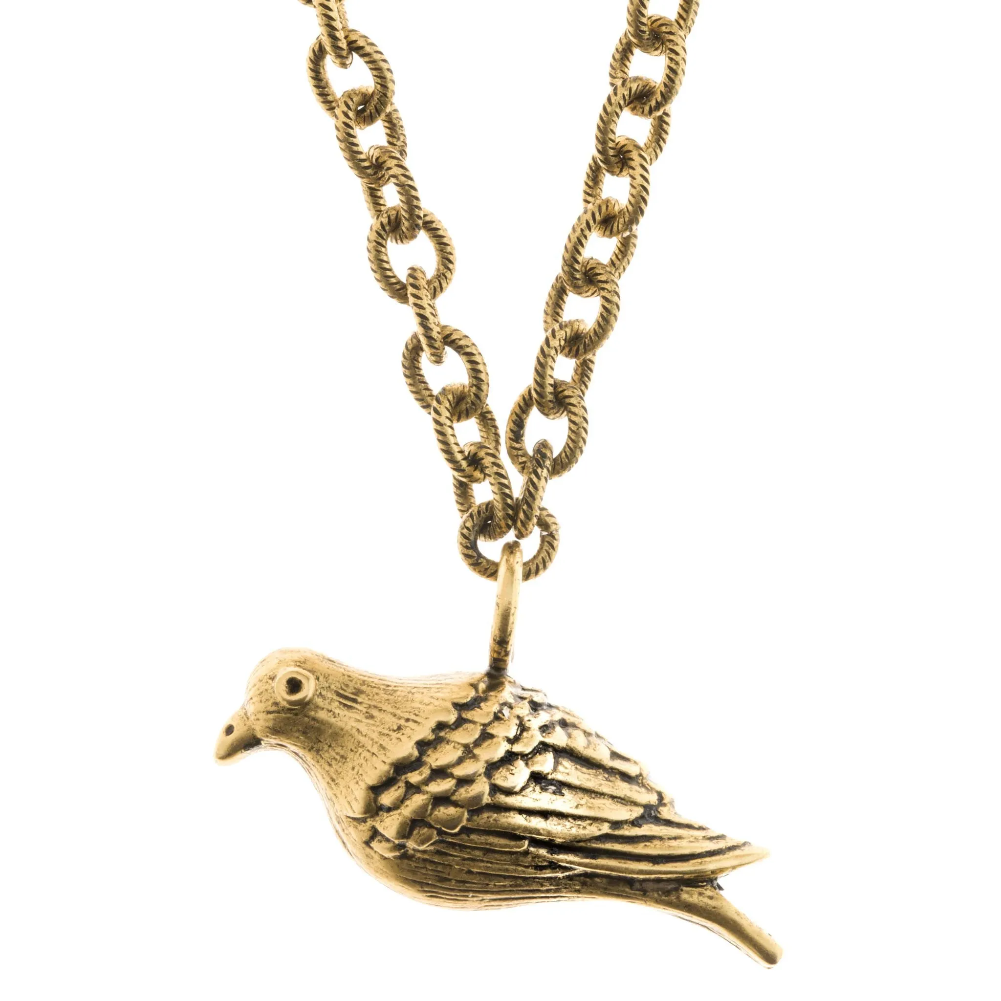 Peace  Dove Large Gold Necklace