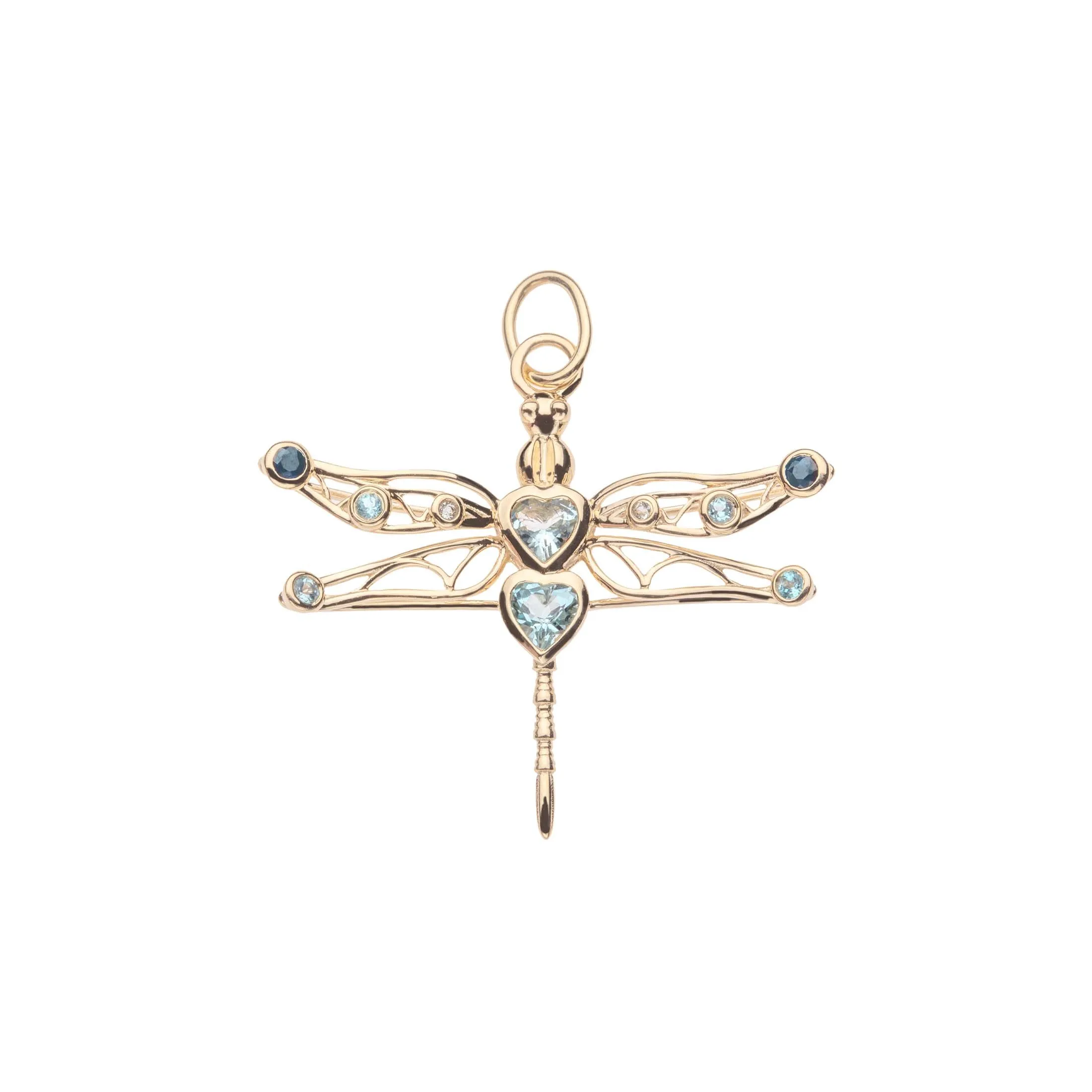 PEACE Dragonfly Pendant in Solid Gold