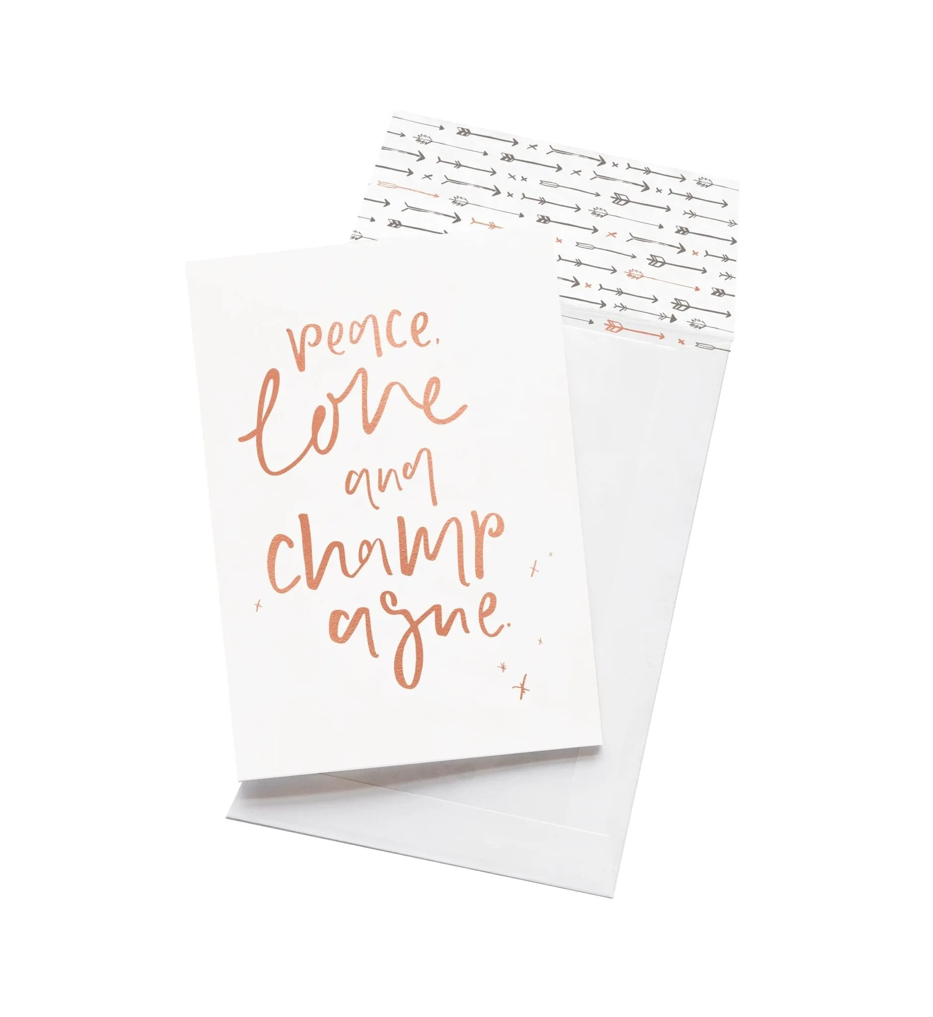 Peace Love and Champagne  GREETING CARD