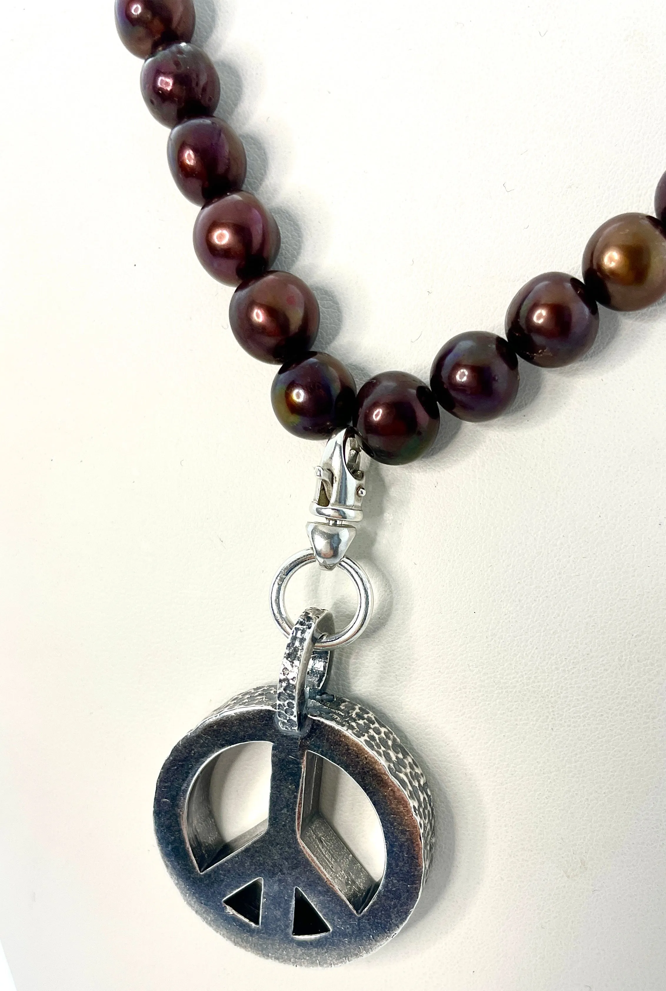 Peace Necklace with Chocolate Pearls