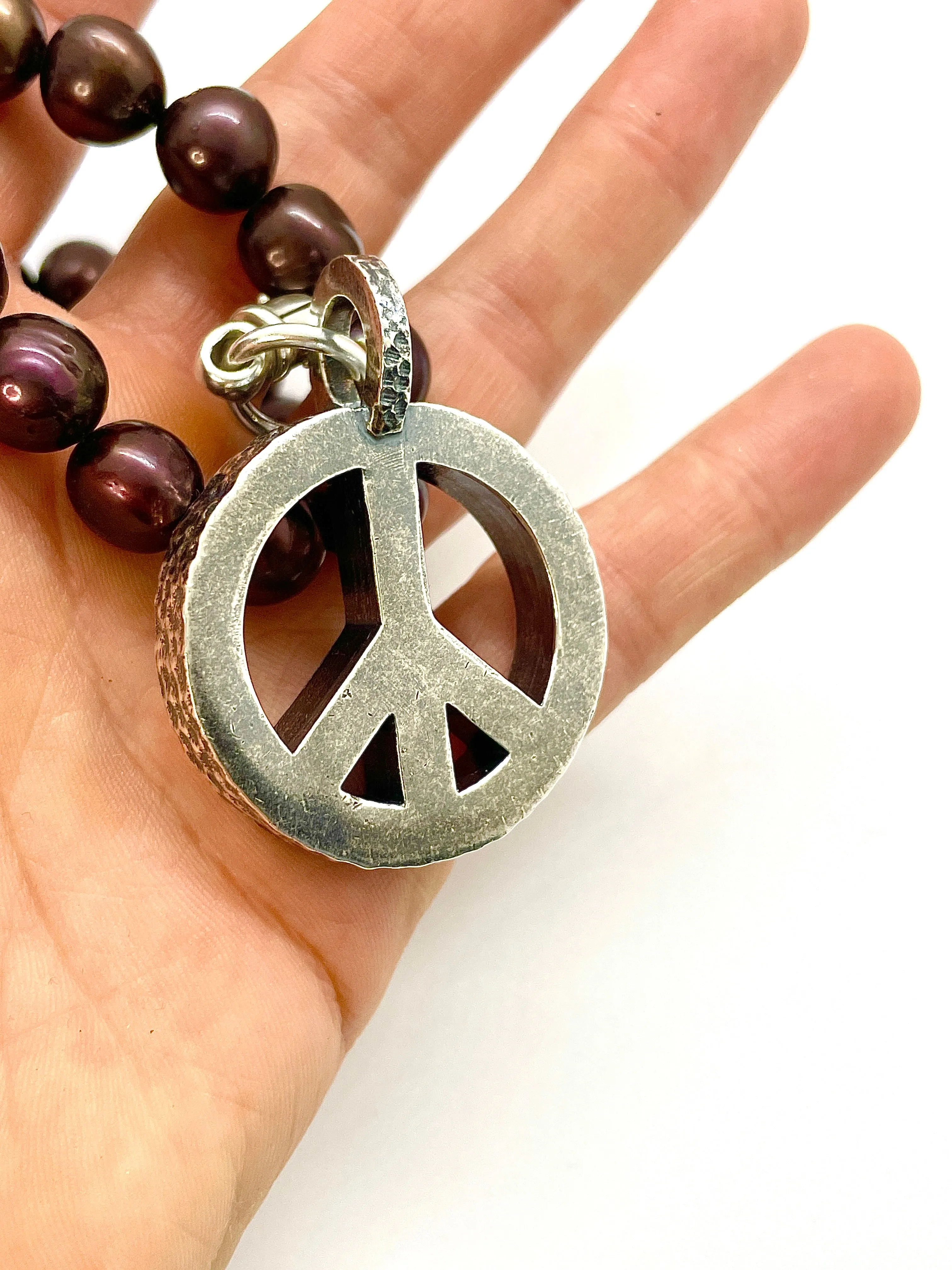 Peace Necklace with Chocolate Pearls