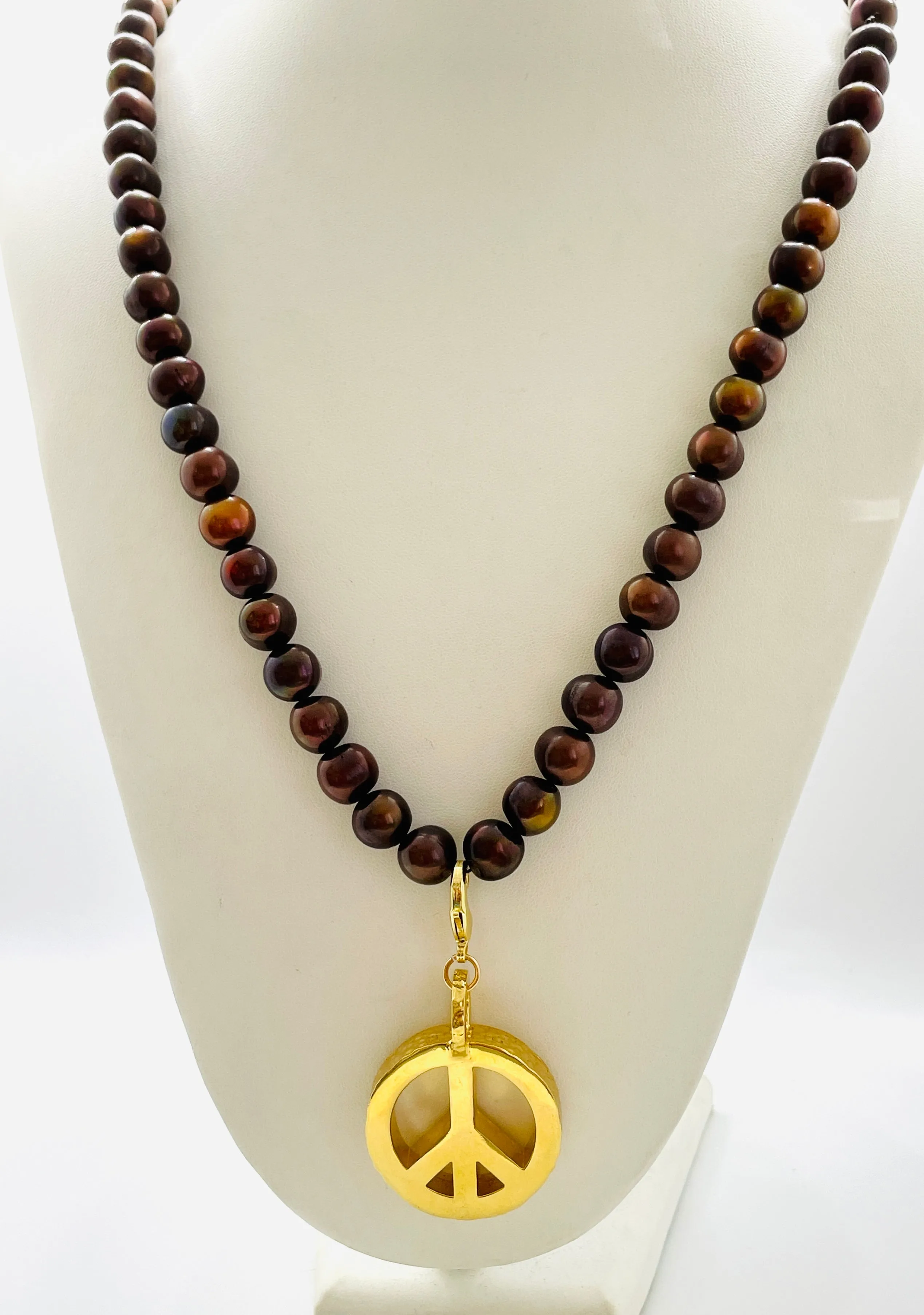 Peace Necklace with Chocolate Pearls