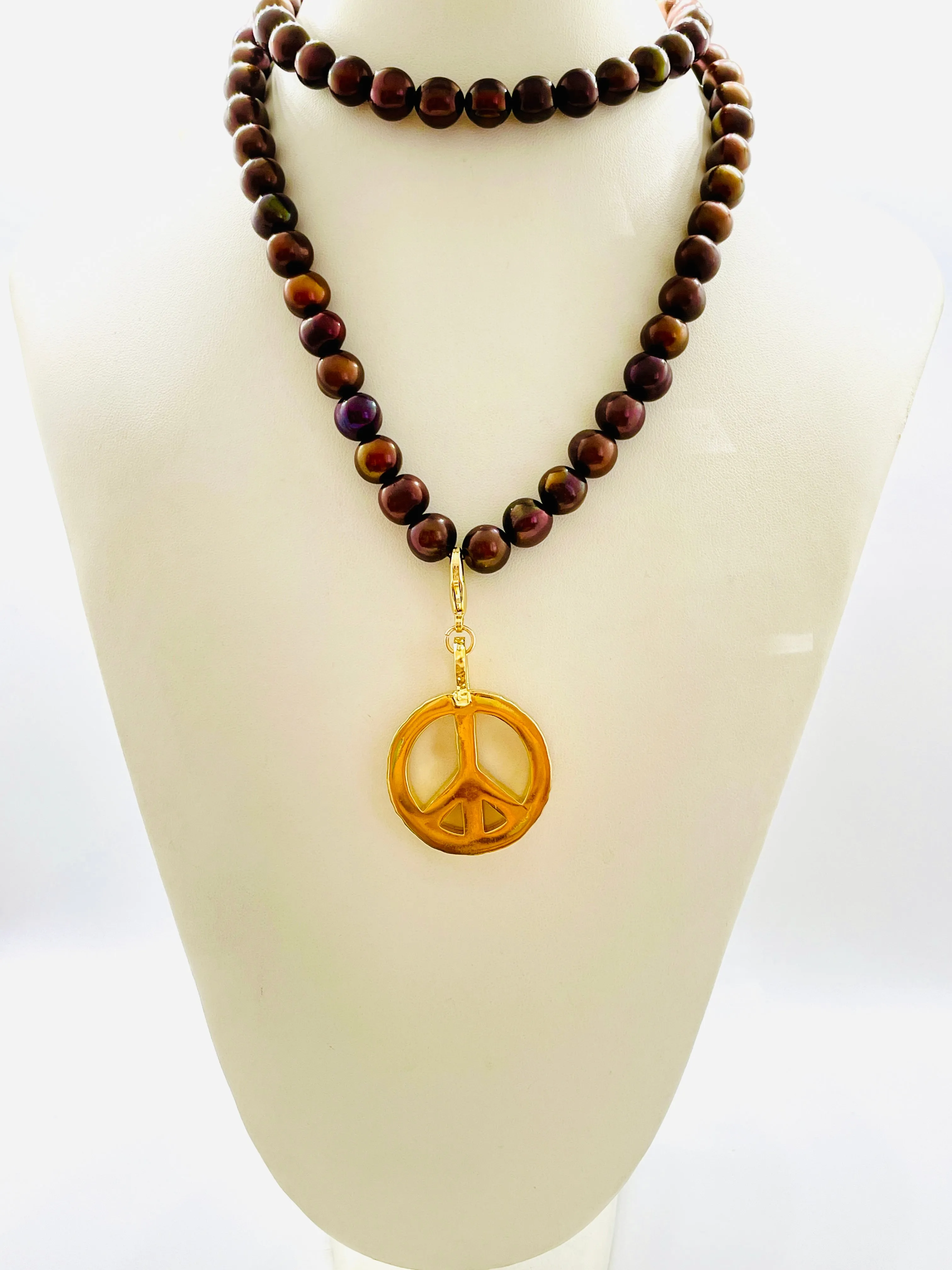 Peace Necklace with Chocolate Pearls