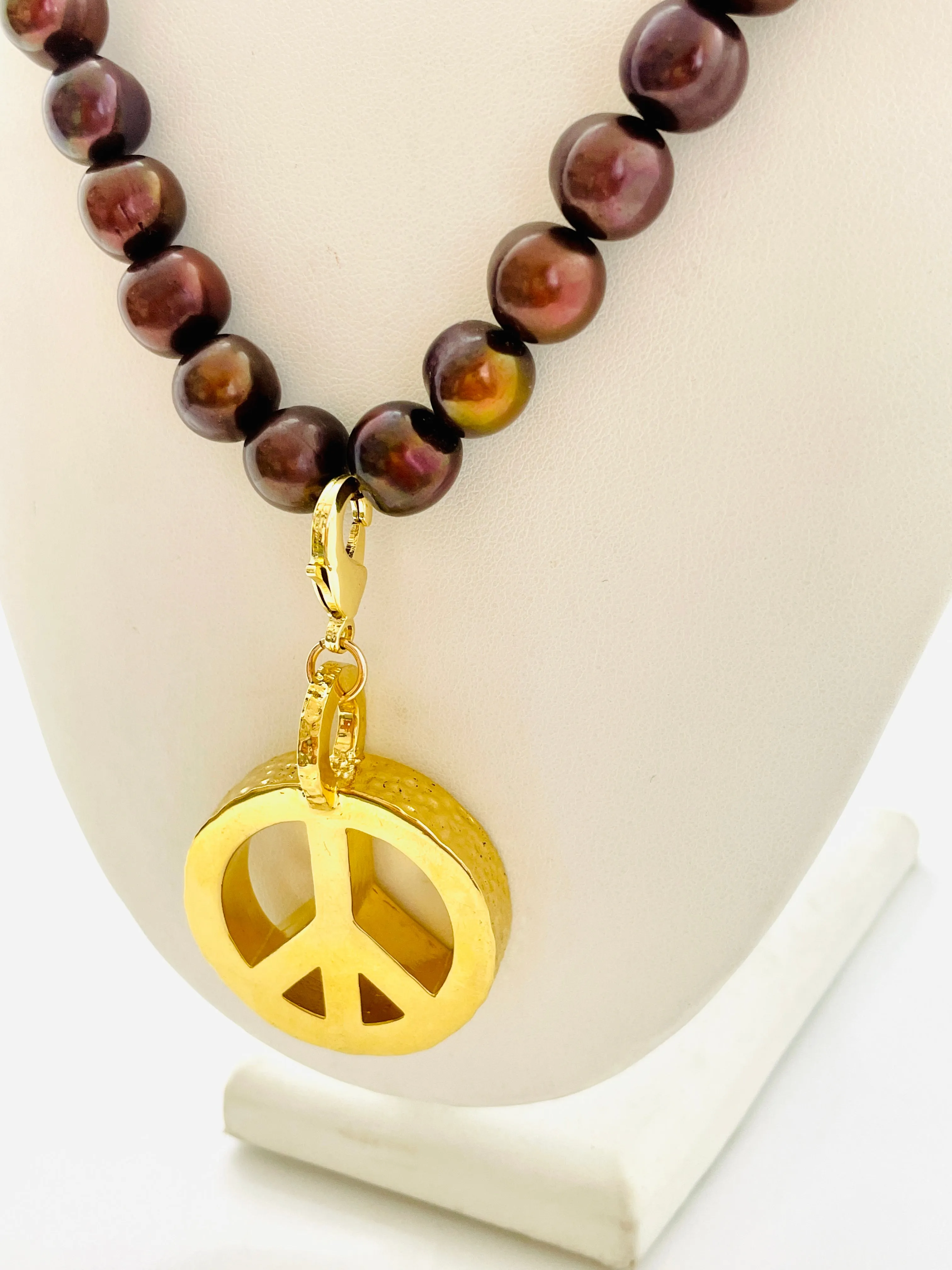 Peace Necklace with Chocolate Pearls