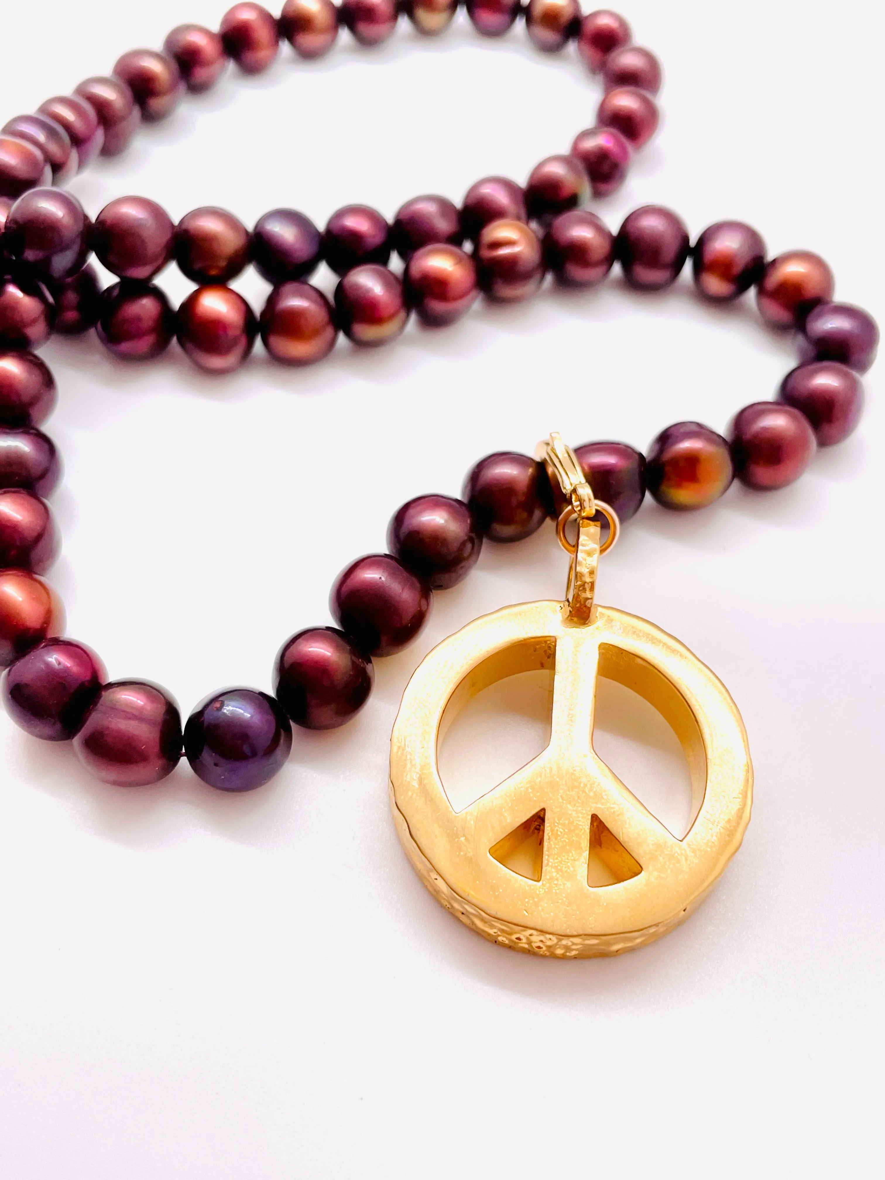 Peace Necklace with Chocolate Pearls