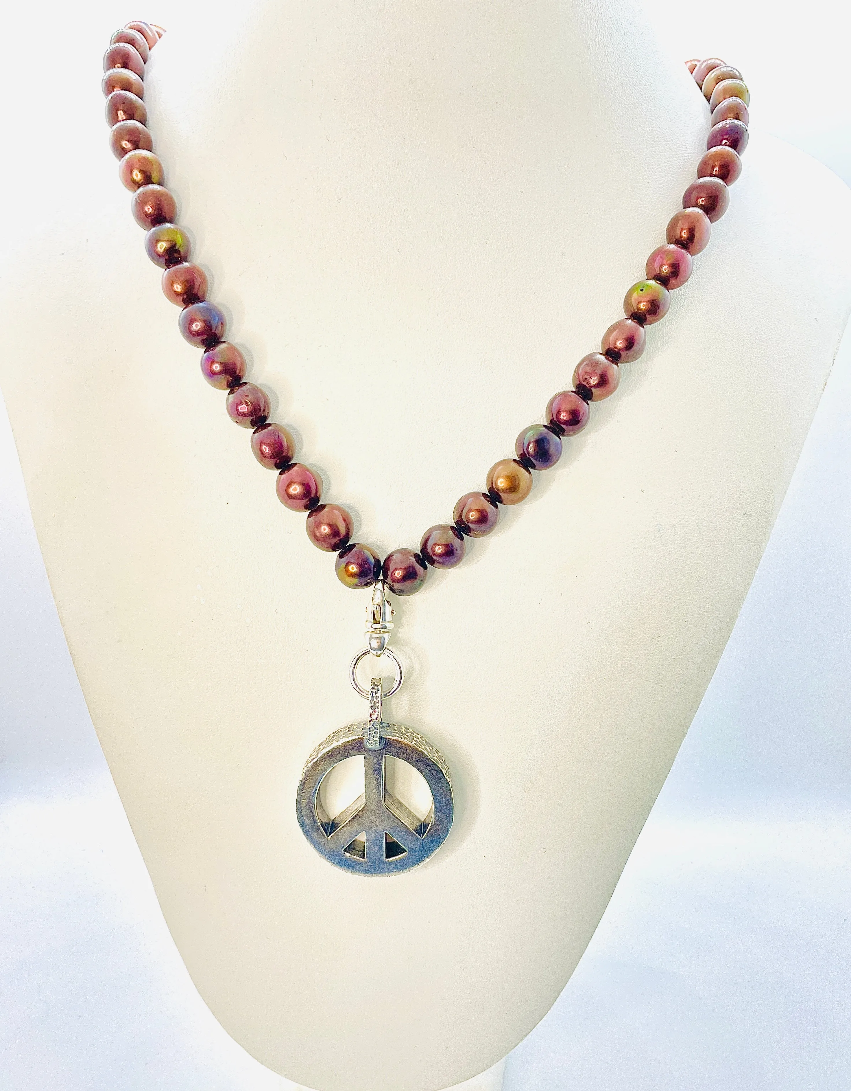 Peace Necklace with Chocolate Pearls