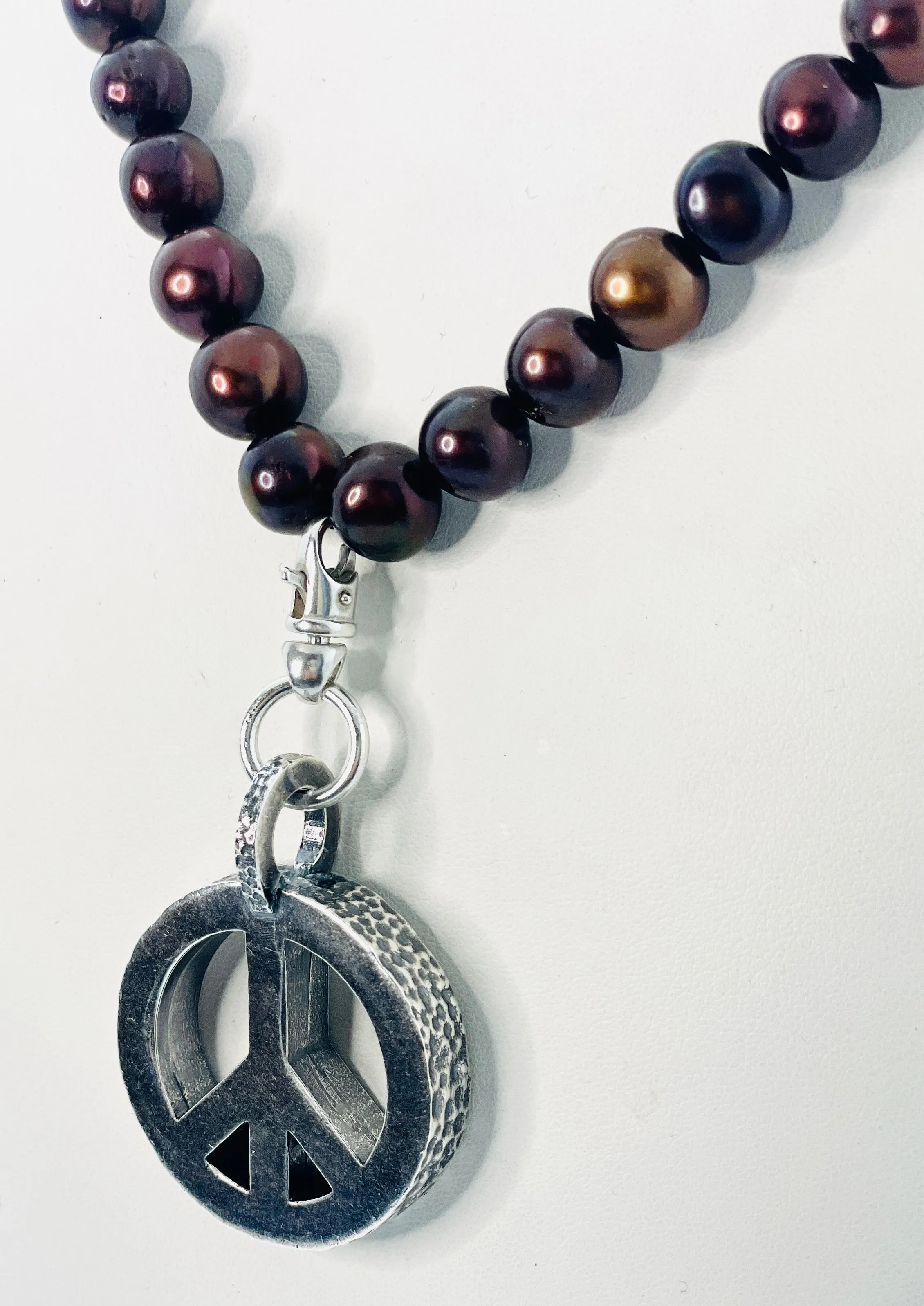 Peace Necklace with Chocolate Pearls