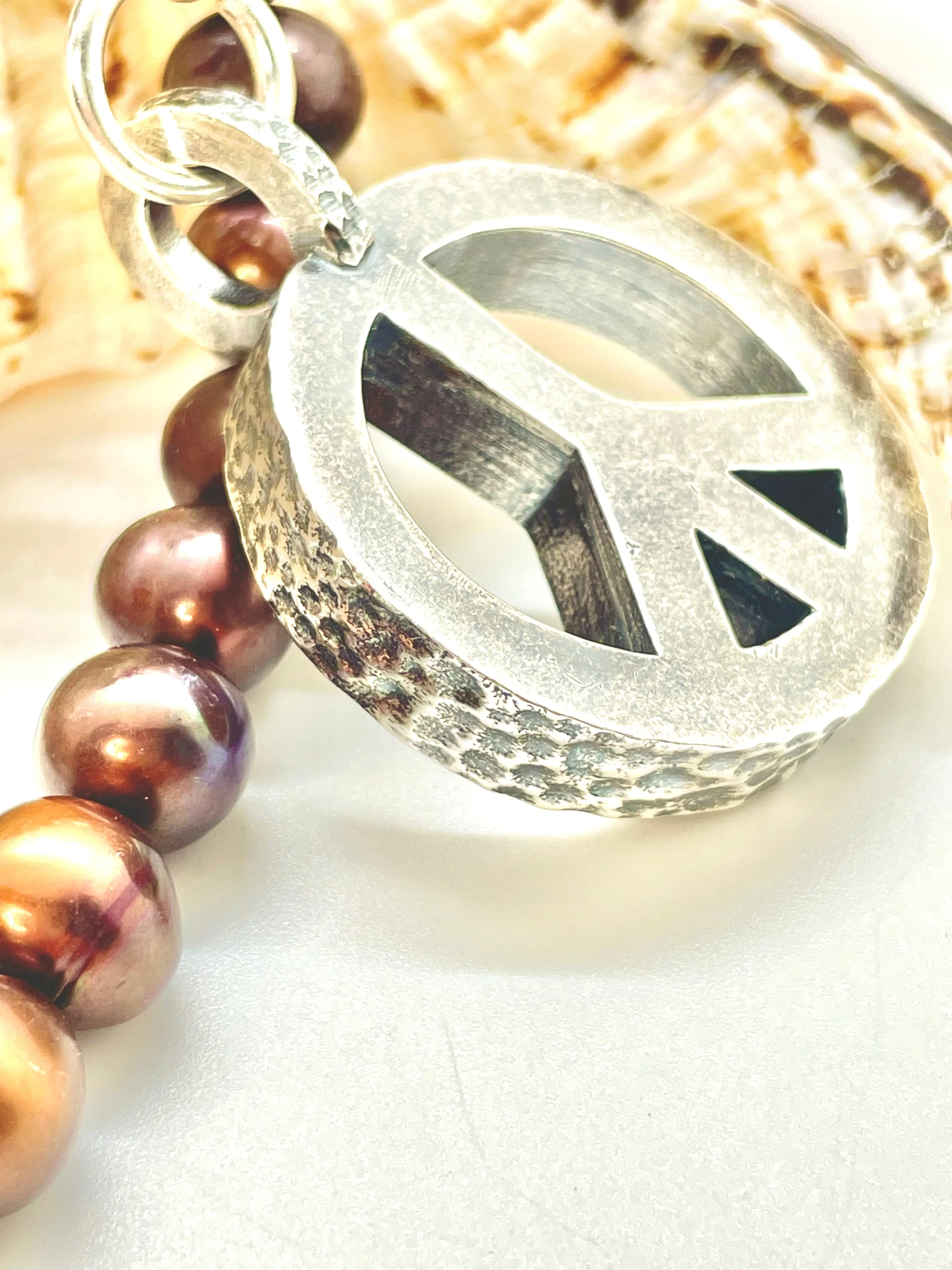 Peace Necklace with Chocolate Pearls