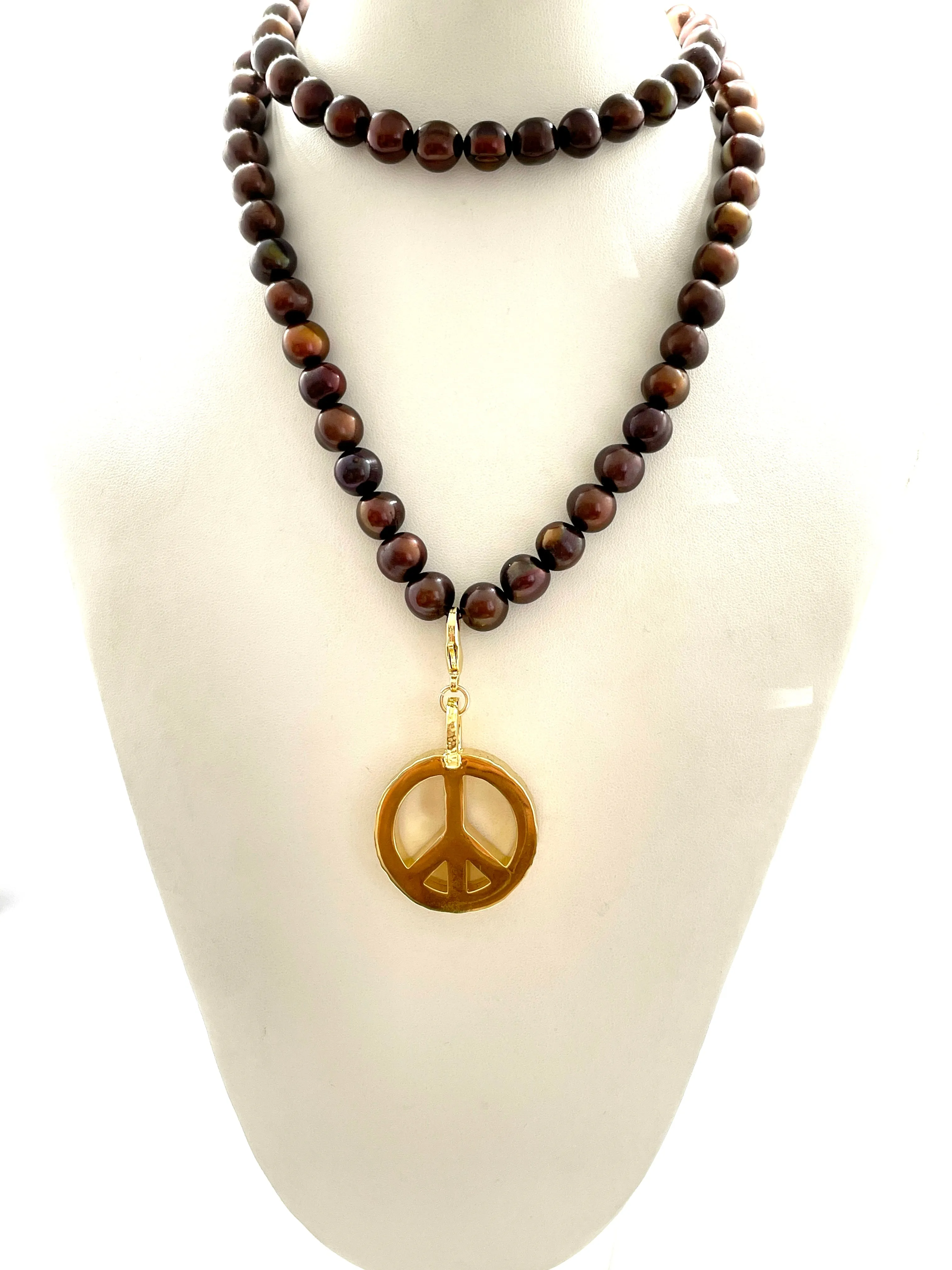 Peace Necklace with Chocolate Pearls