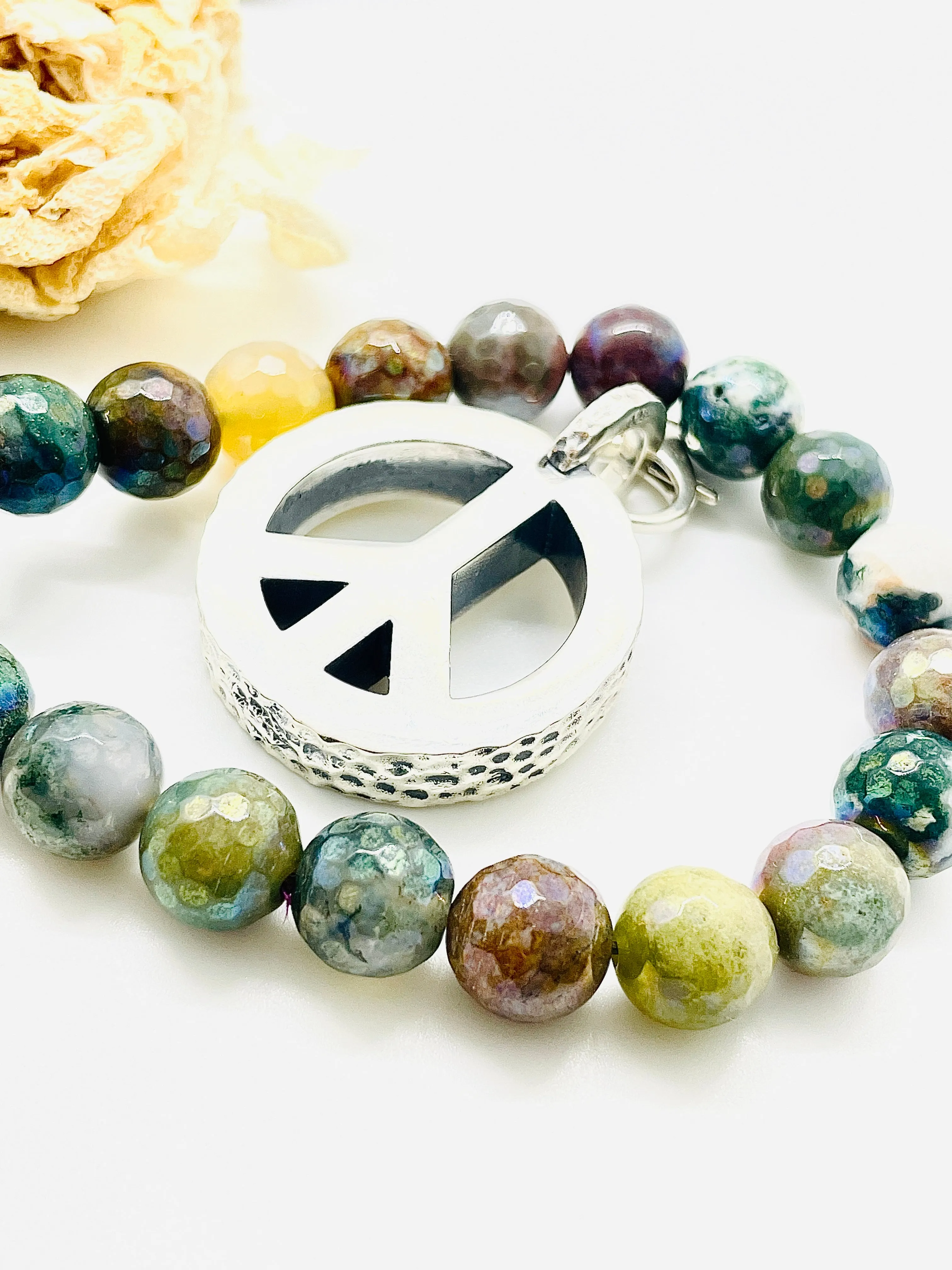 Peace Necklace with Indian Agate Beads