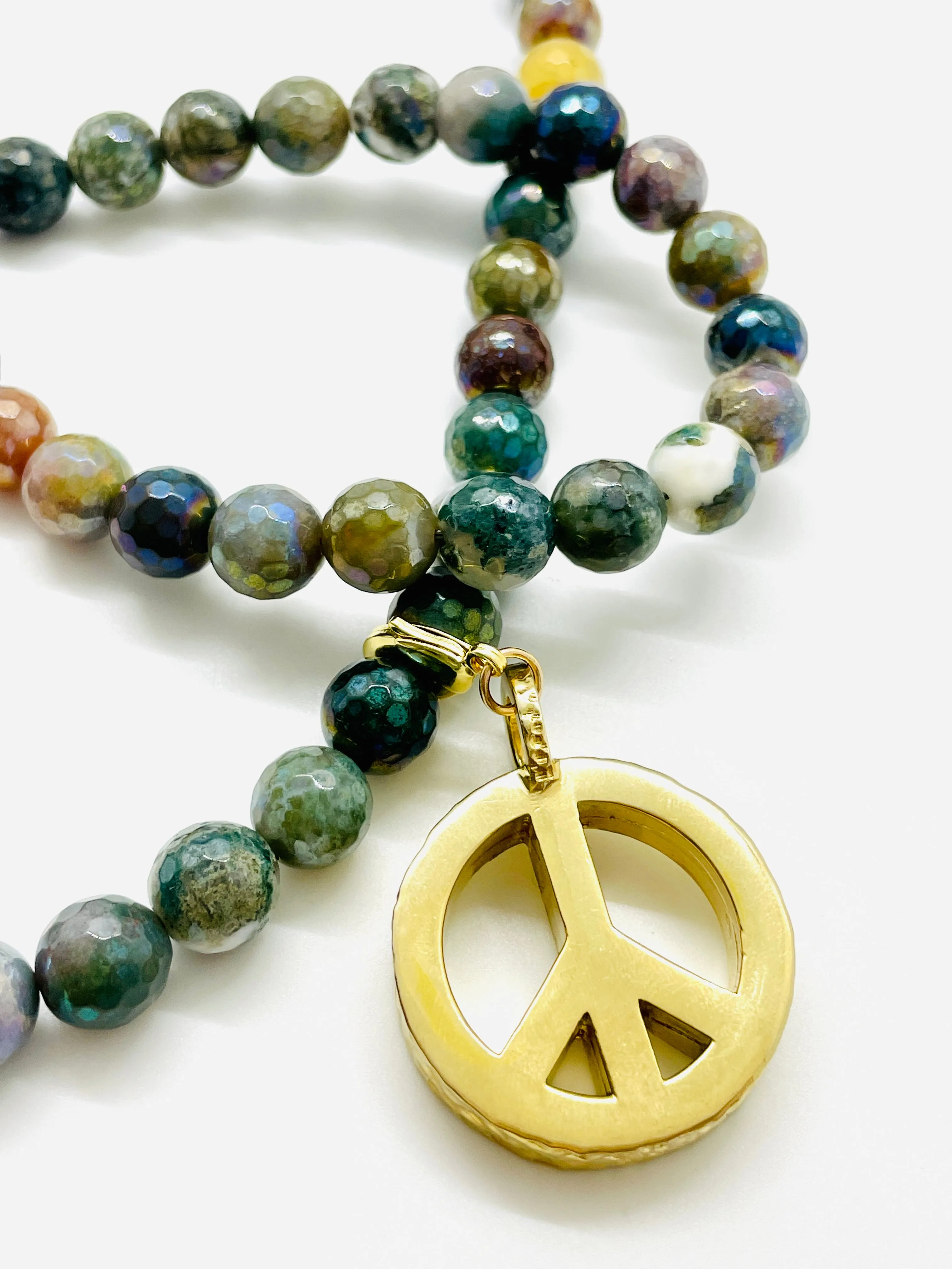 Peace Necklace with Indian Agate Beads