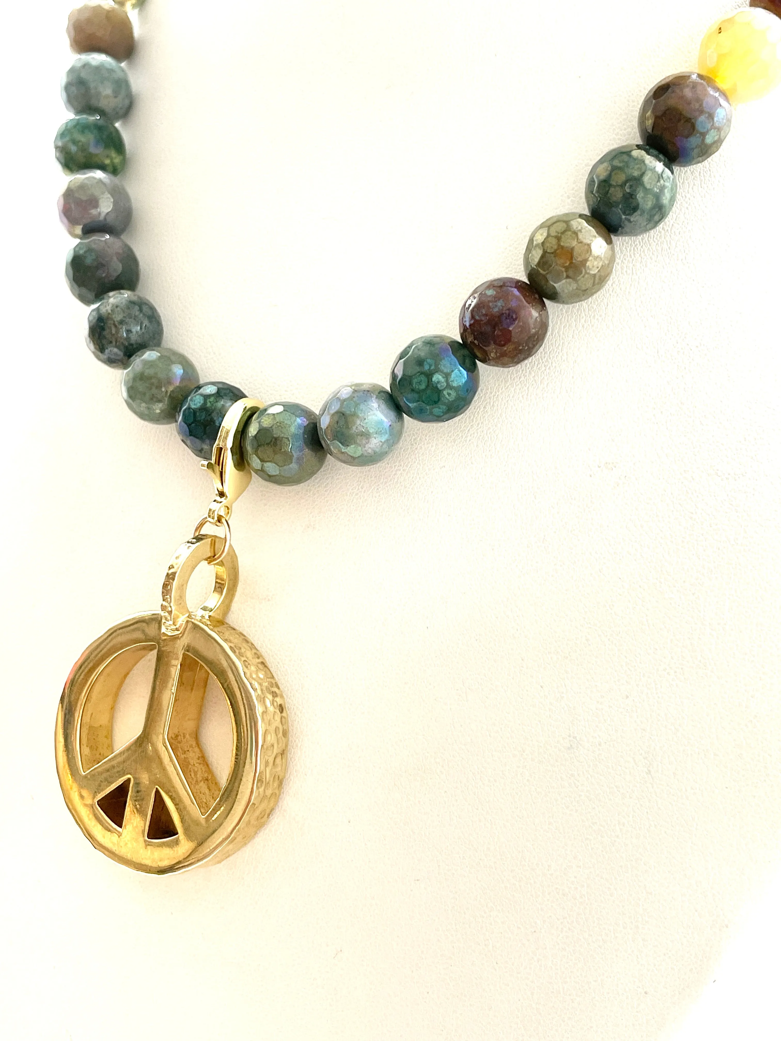 Peace Necklace with Indian Agate Beads