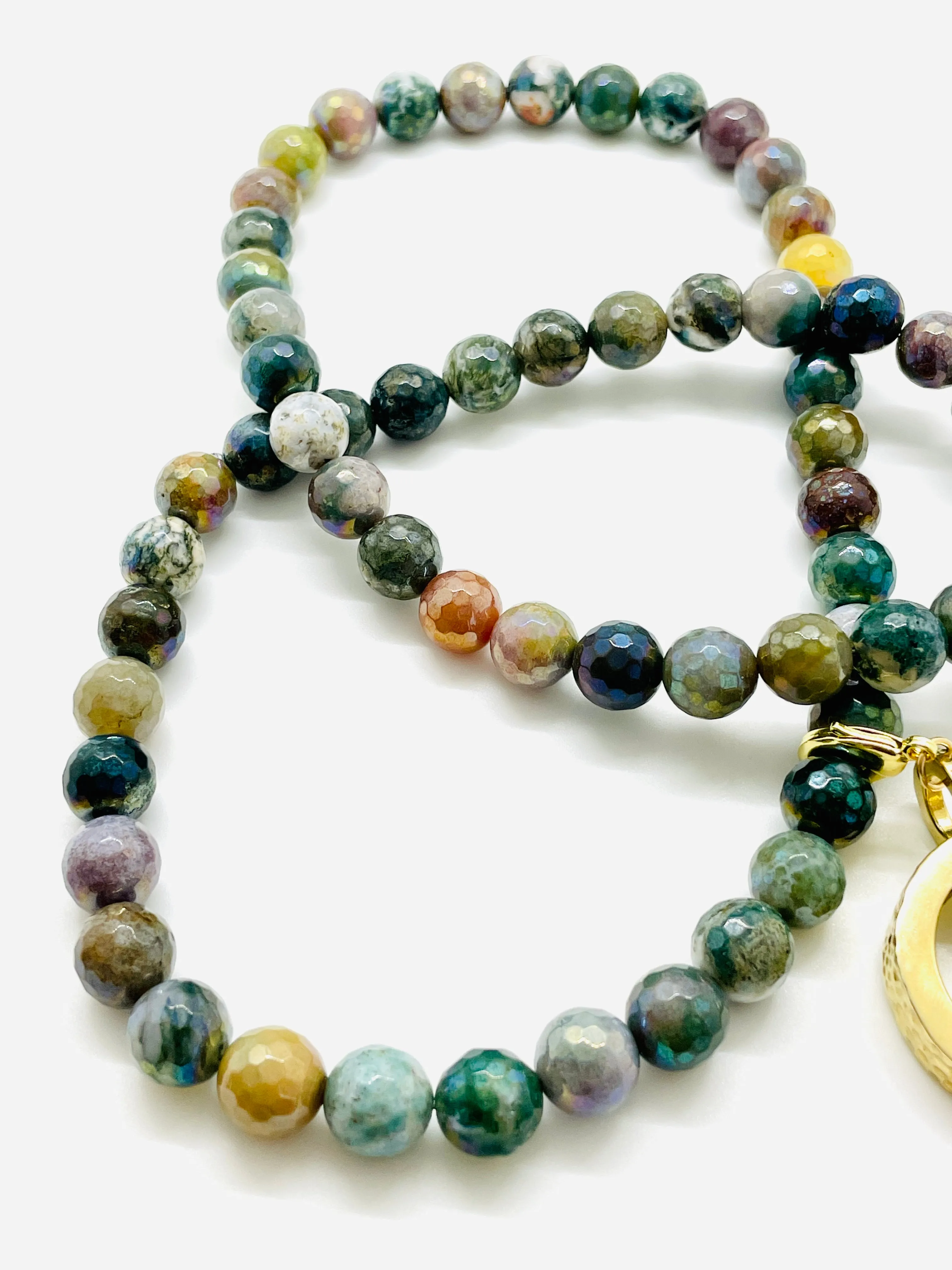 Peace Necklace with Indian Agate Beads