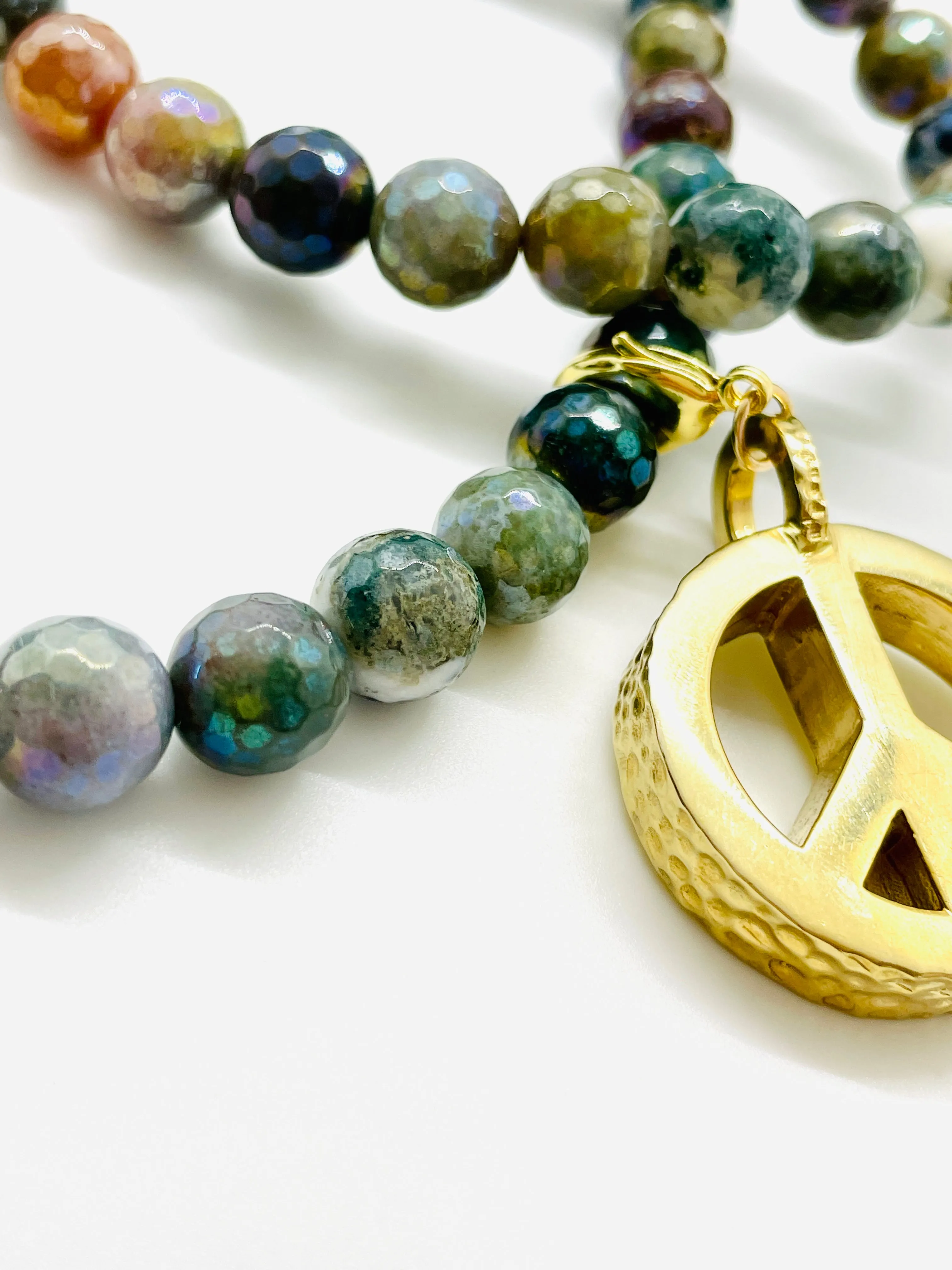 Peace Necklace with Indian Agate Beads