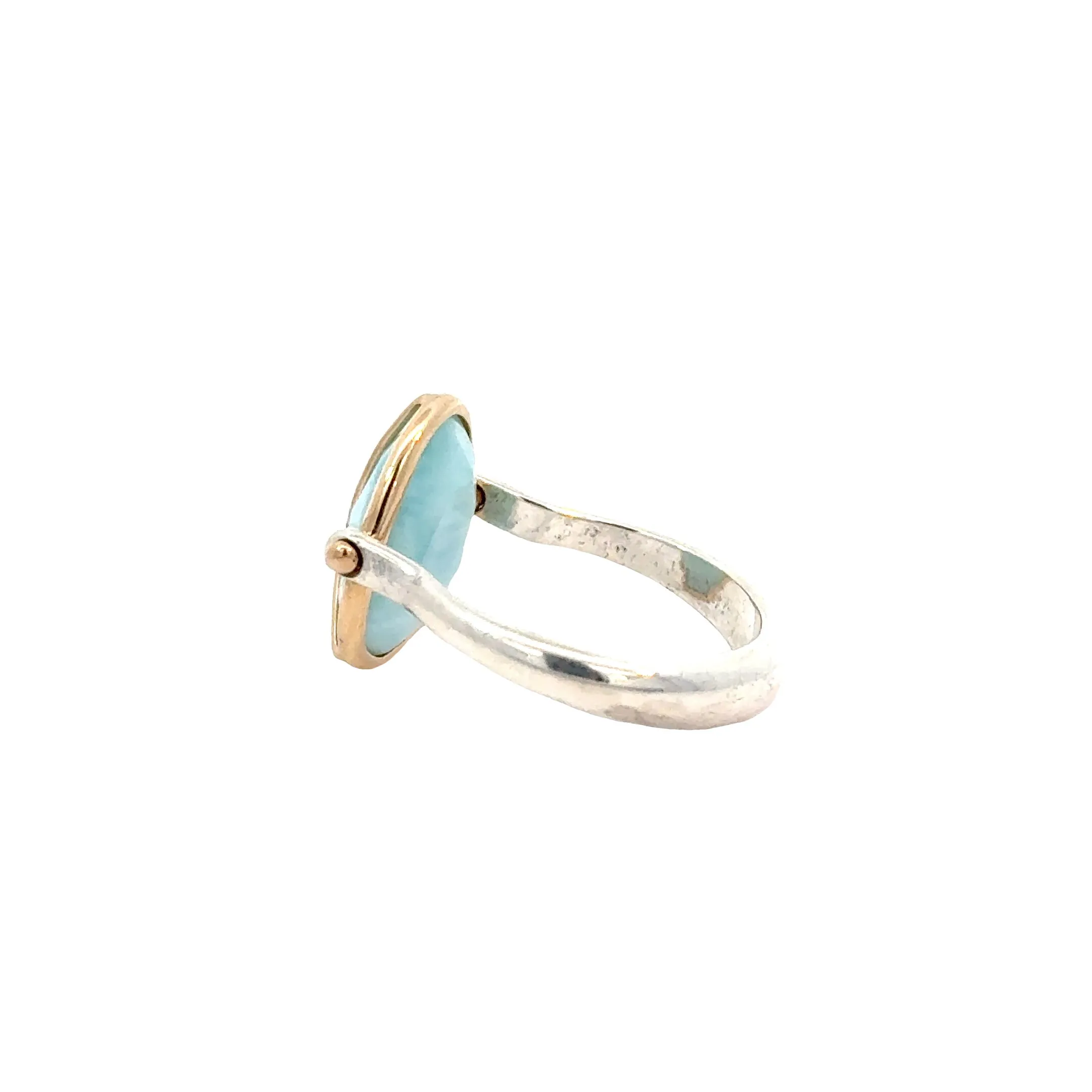 Peace Sign Larimar Spinner Ring