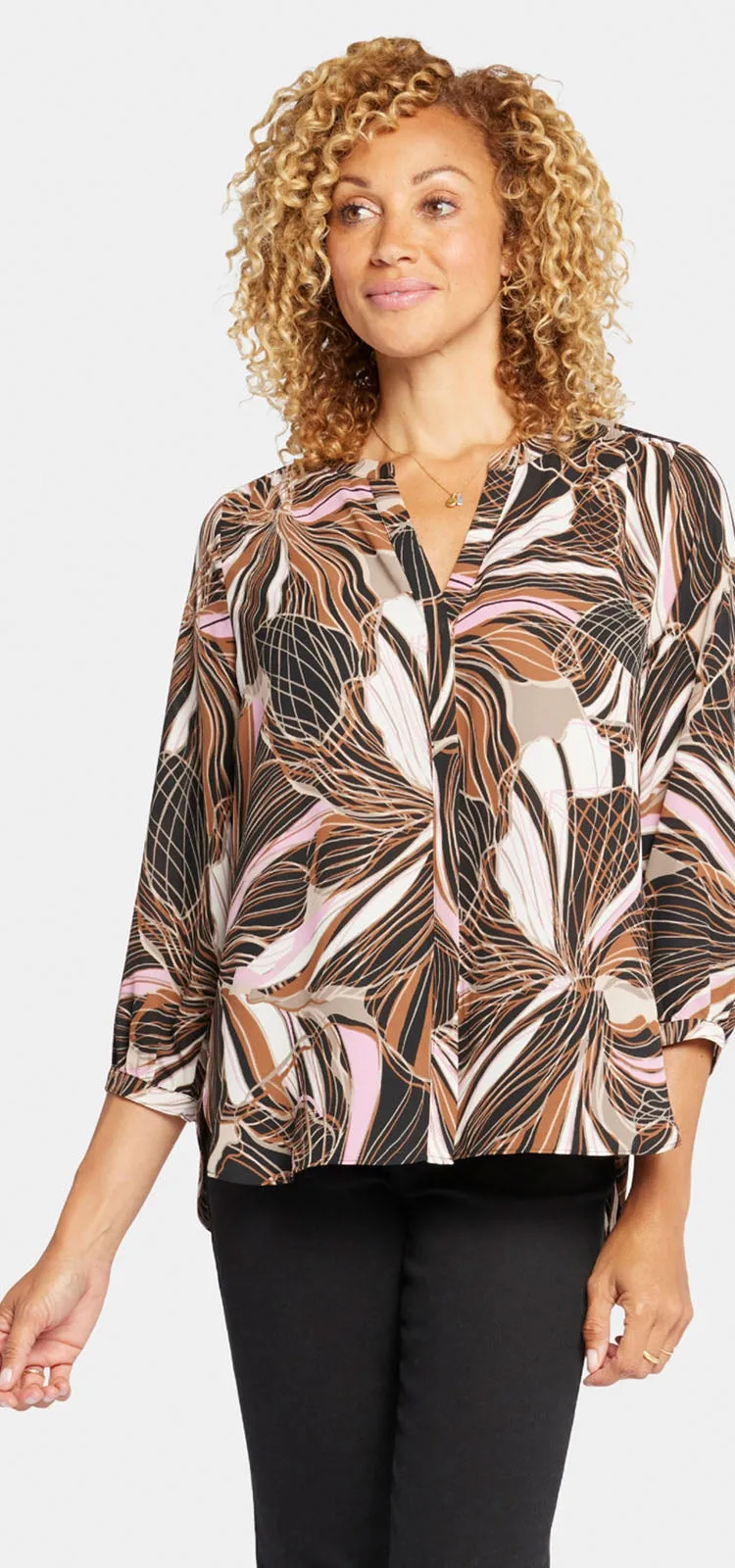 Pintuck Blouse Grafische Print | Half Moon Bay