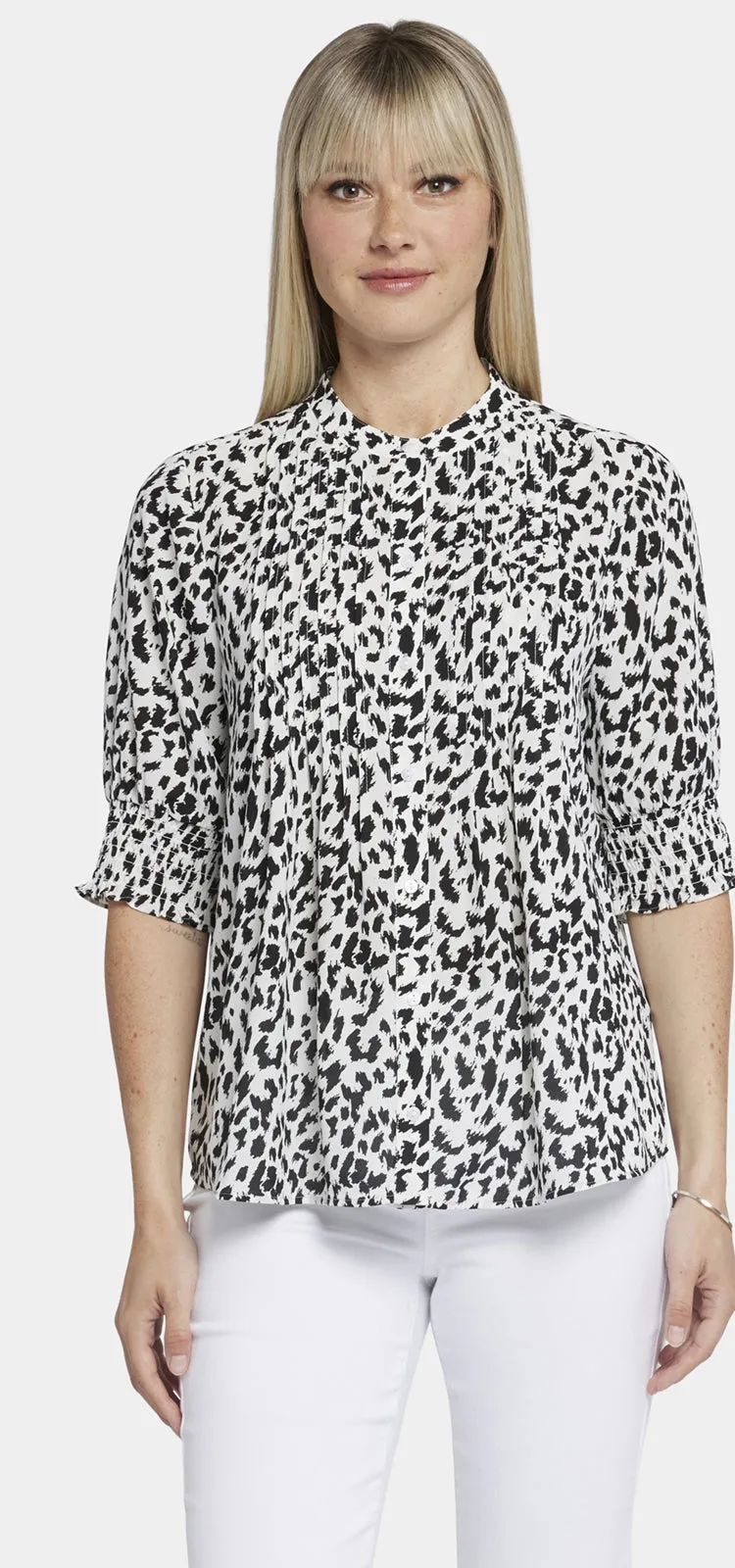 Pleated Short Sleeved Blouse Dierenprint | Gato