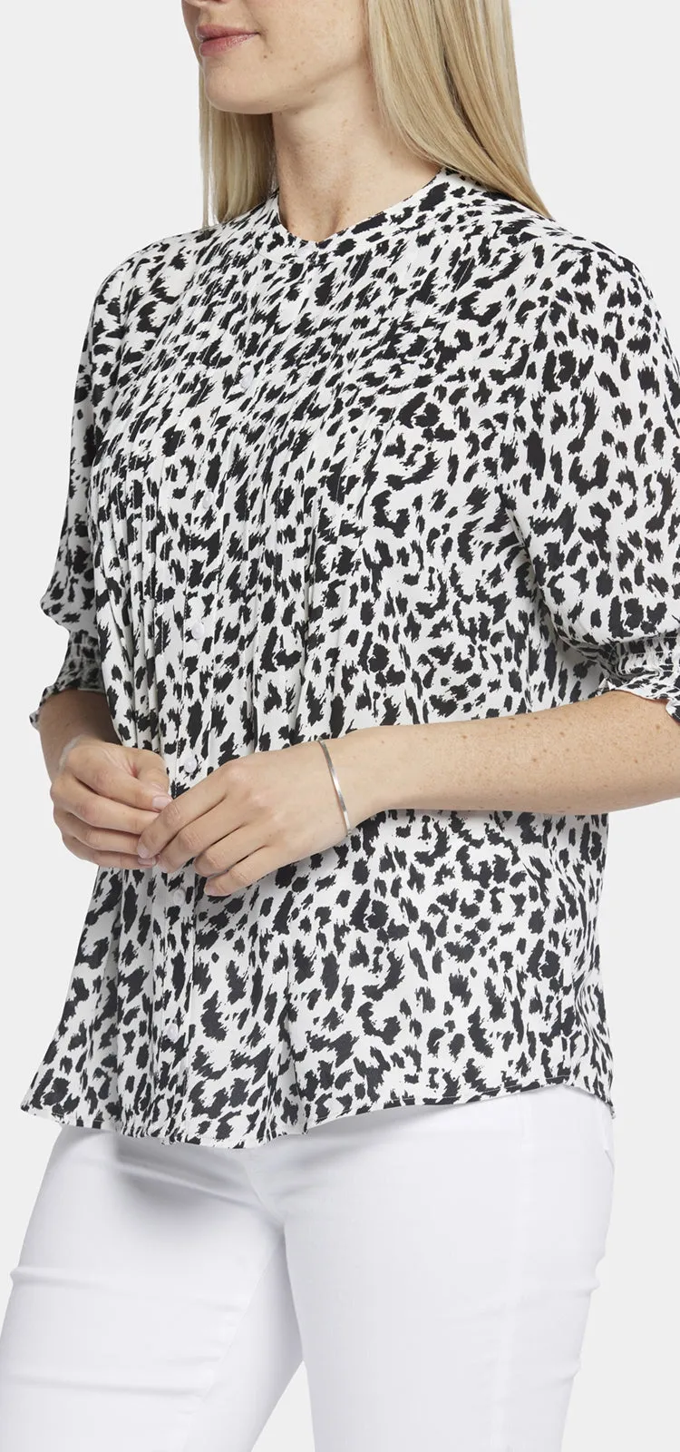 Pleated Short Sleeved Blouse Dierenprint | Gato