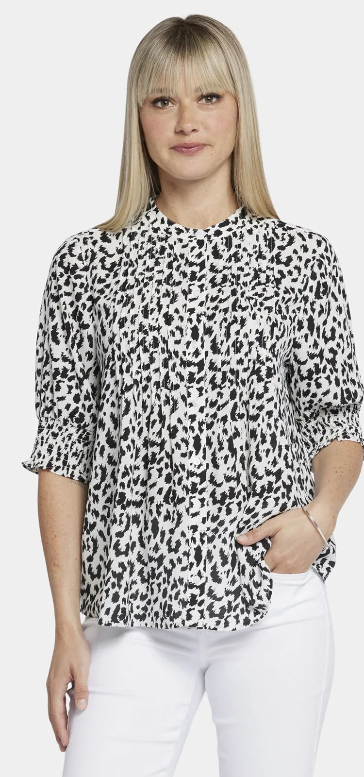 Pleated Short Sleeved Blouse Dierenprint | Gato